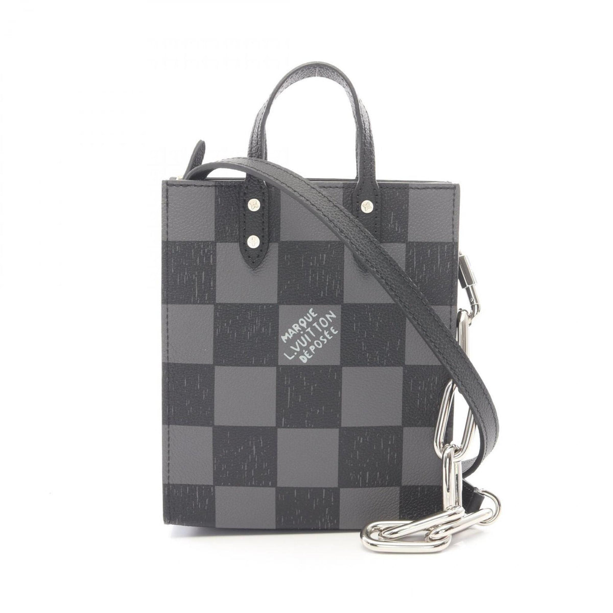 Louis Vuitton Black Damier Canvas Noir Leather Handbag (Pre-Owned)