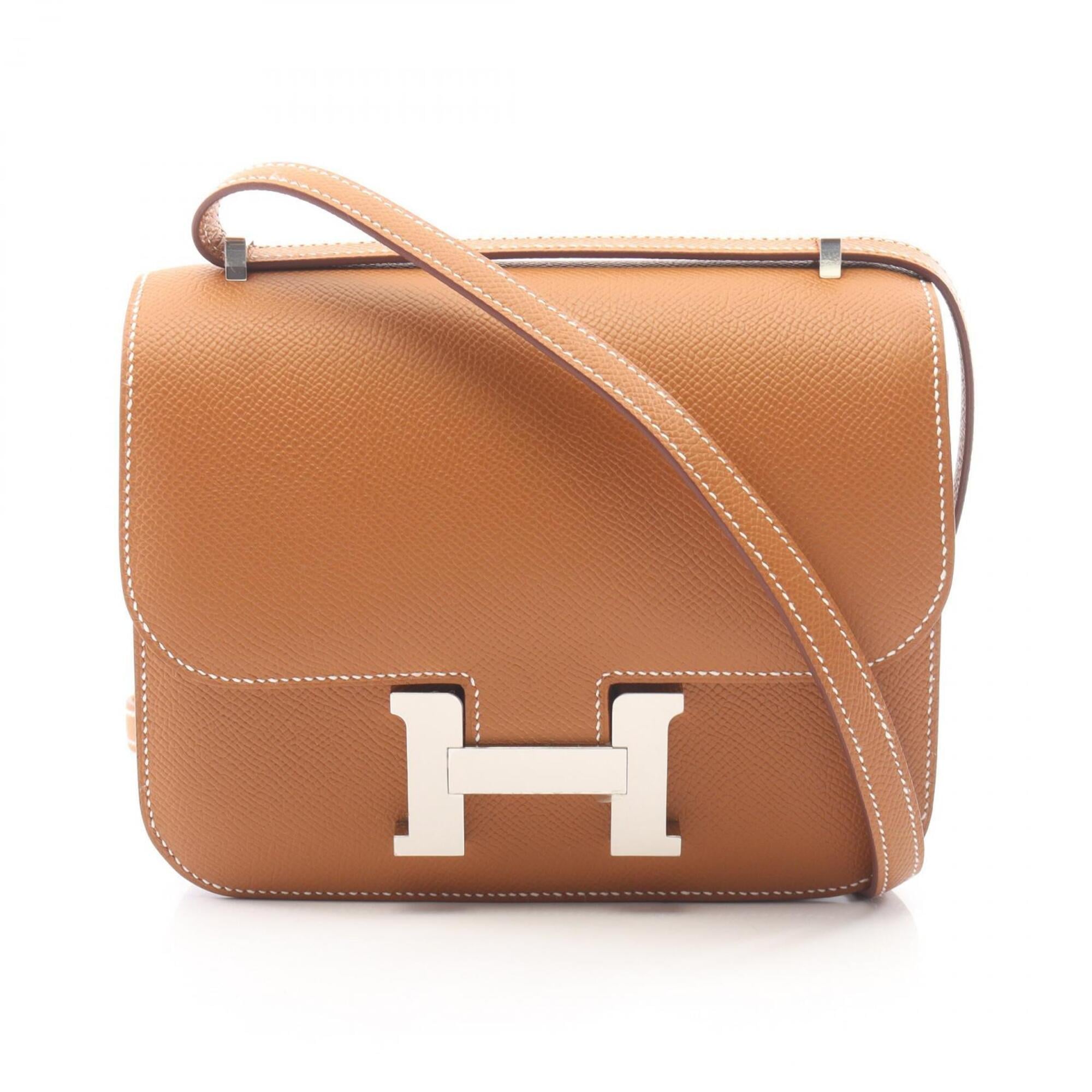 Hermes Brown Gold Epsom Leather Leather Handbag Shoulder Bag (Pre-Owned)