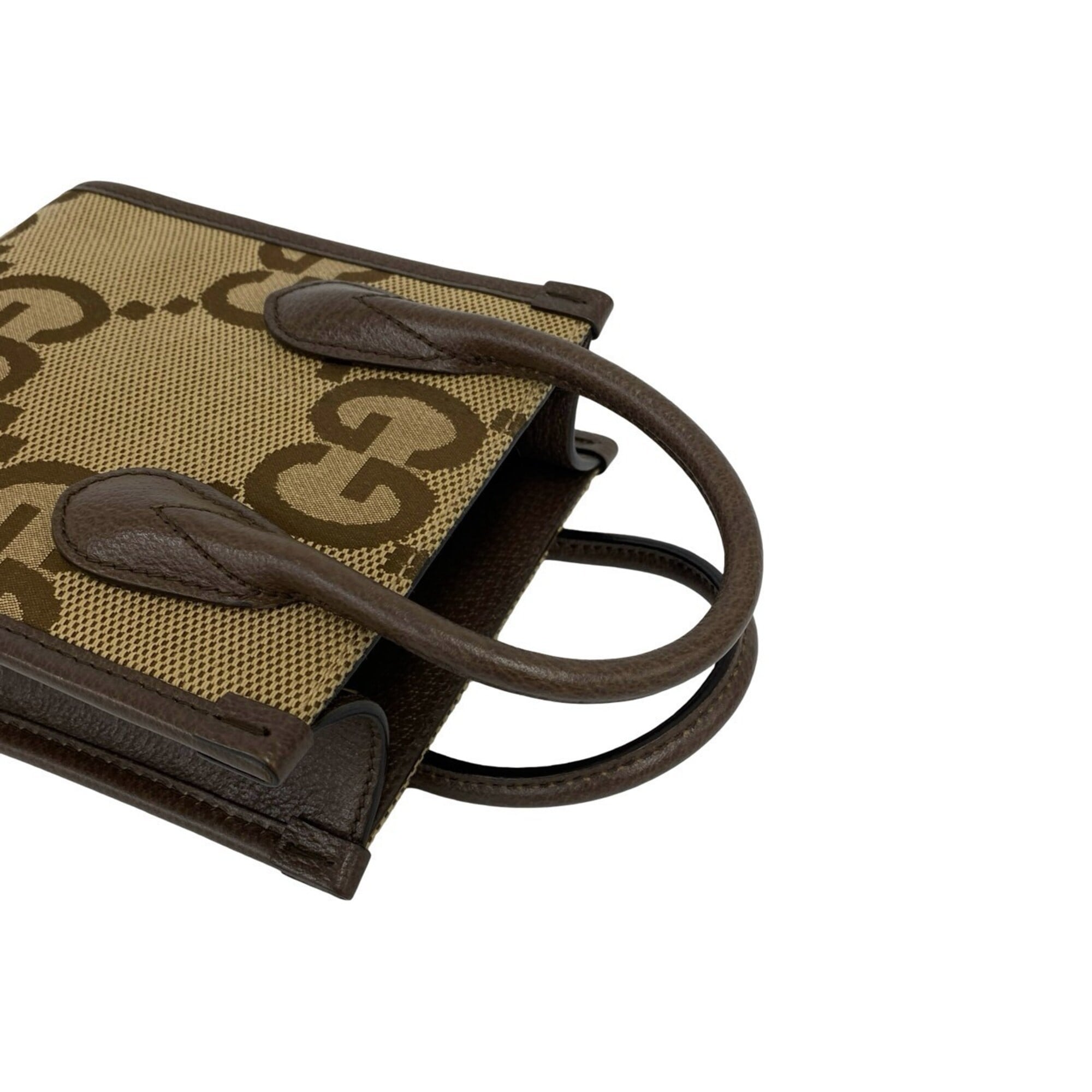 Gucci Brown Canvas Leather Handbag Shoulder Bag (Pre-Owned)