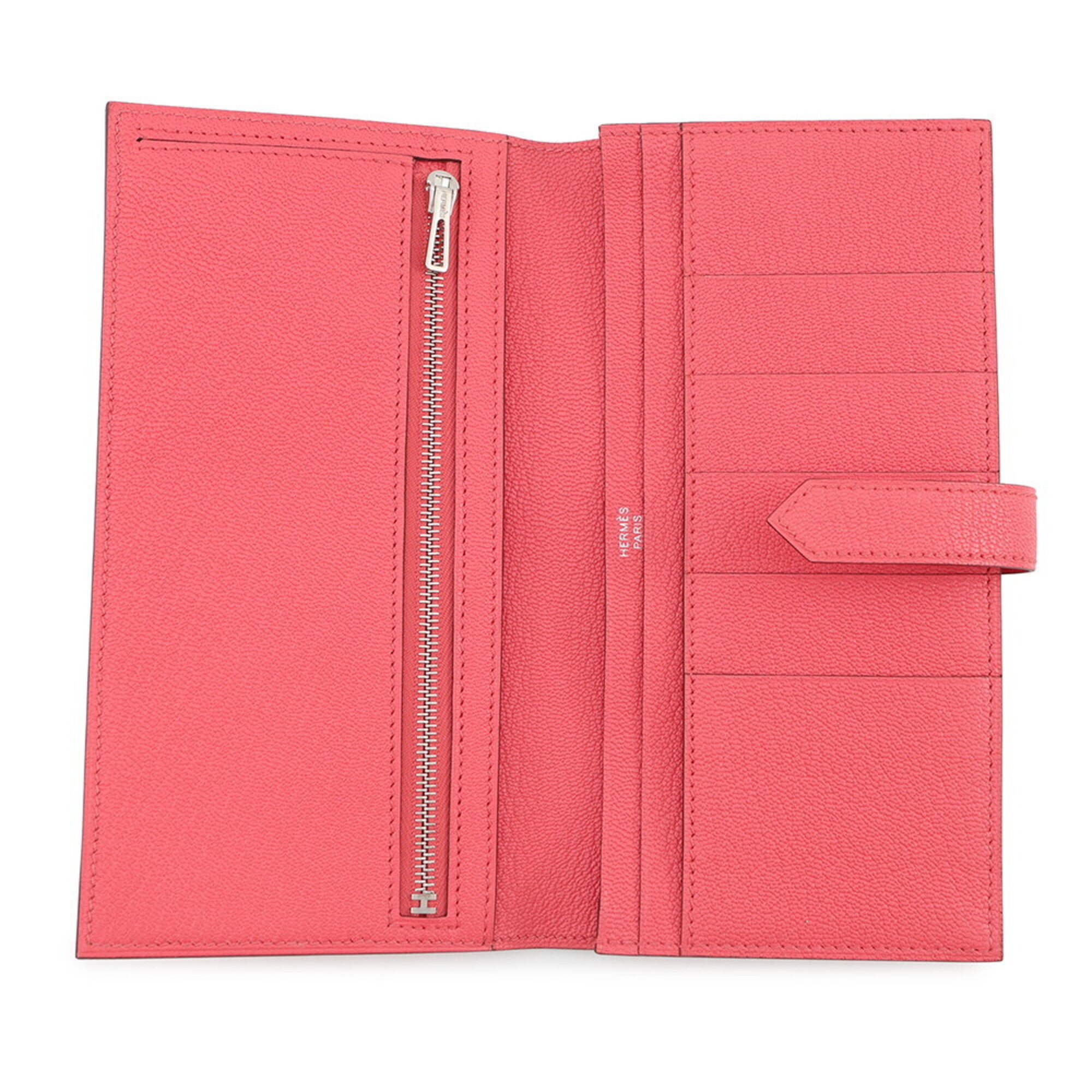 Hermes Rose Azalee Chevre Myzore Leather Long Wallet (Bi-Fold) (Pre-Owned)