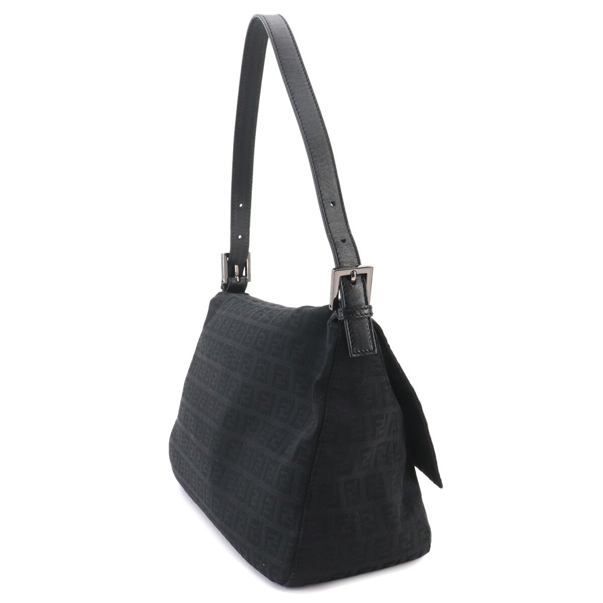 Fendi Black Canvas Leather Handbag Shoulder Bag (Pre-Owned)