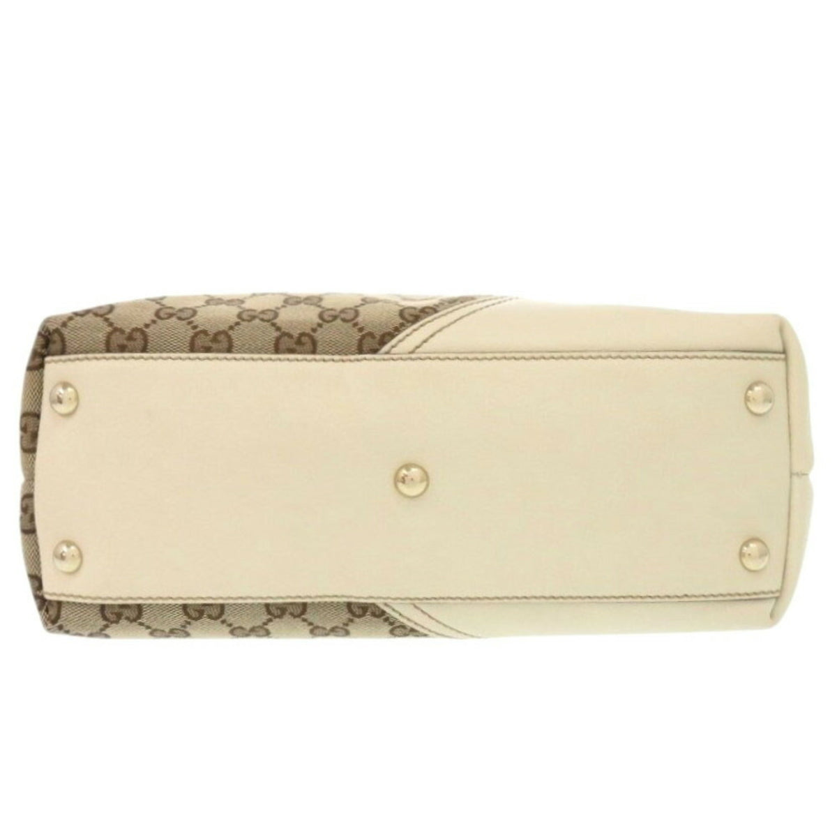 Gucci Beige White Gg Canvas Leather Tote Bag (Pre-Owned)