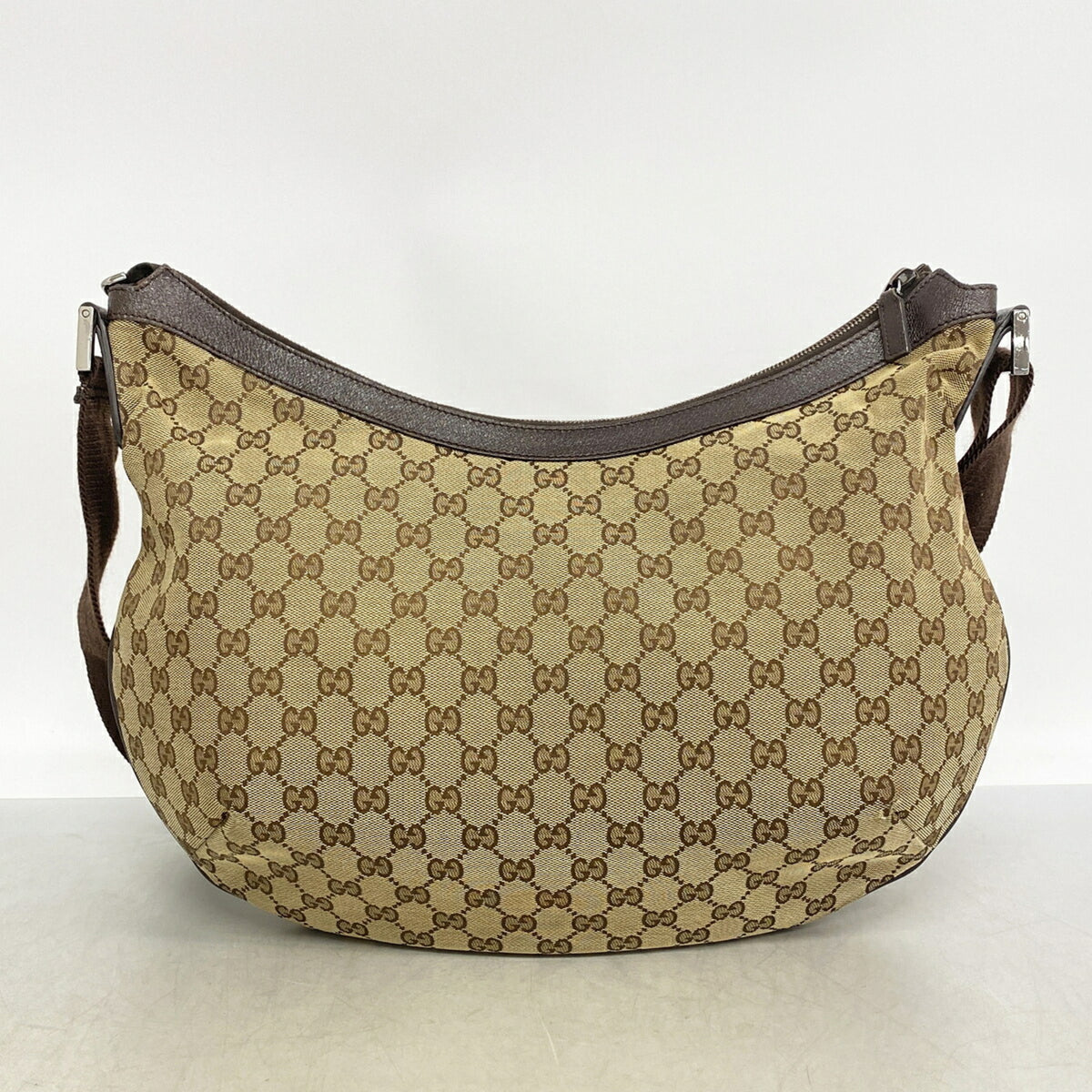Gucci Beige Brown Canvas Shoulder Bag (Pre-Owned)