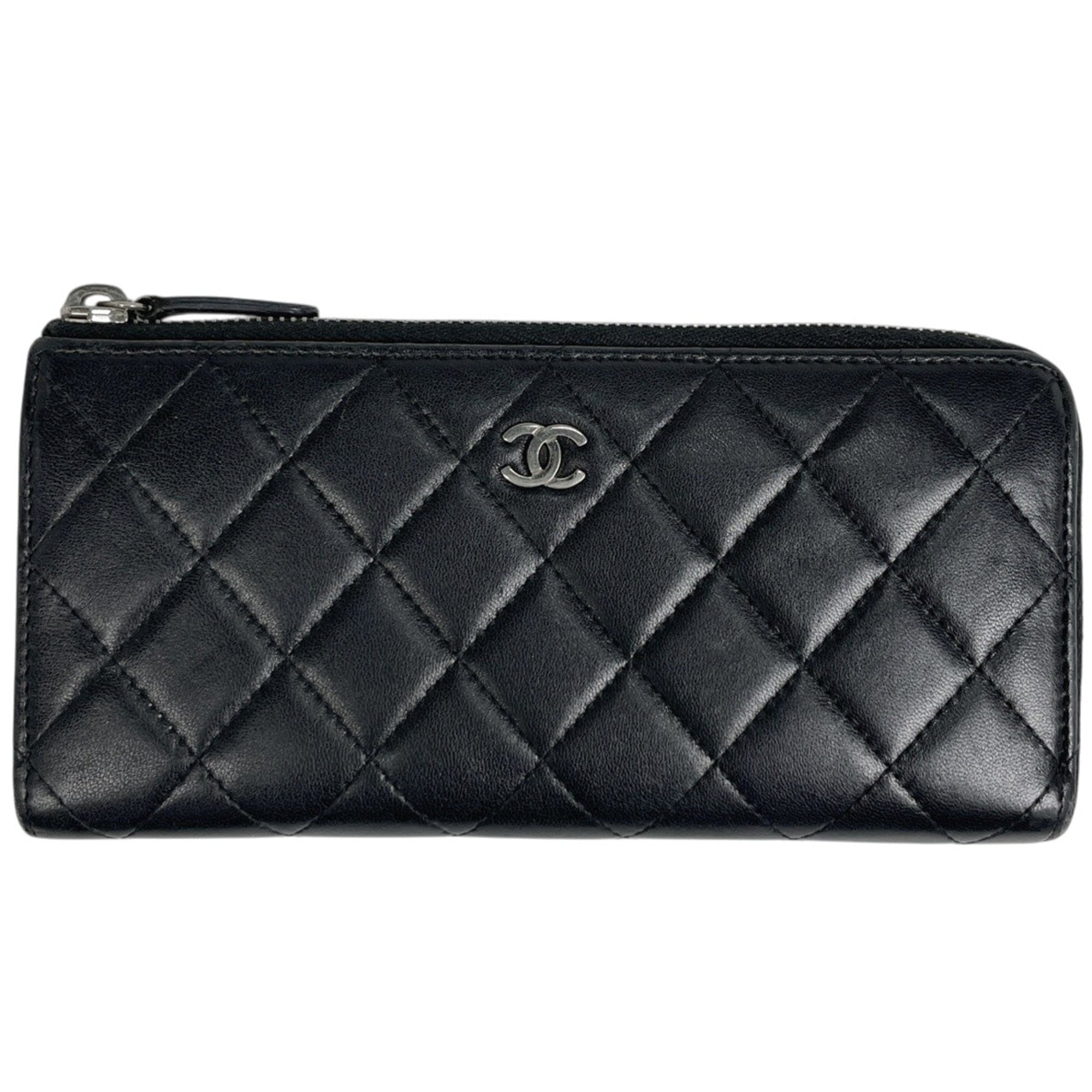 Chanel Black Leather Long Wallet (Bi-Fold) (Pre-Owned)