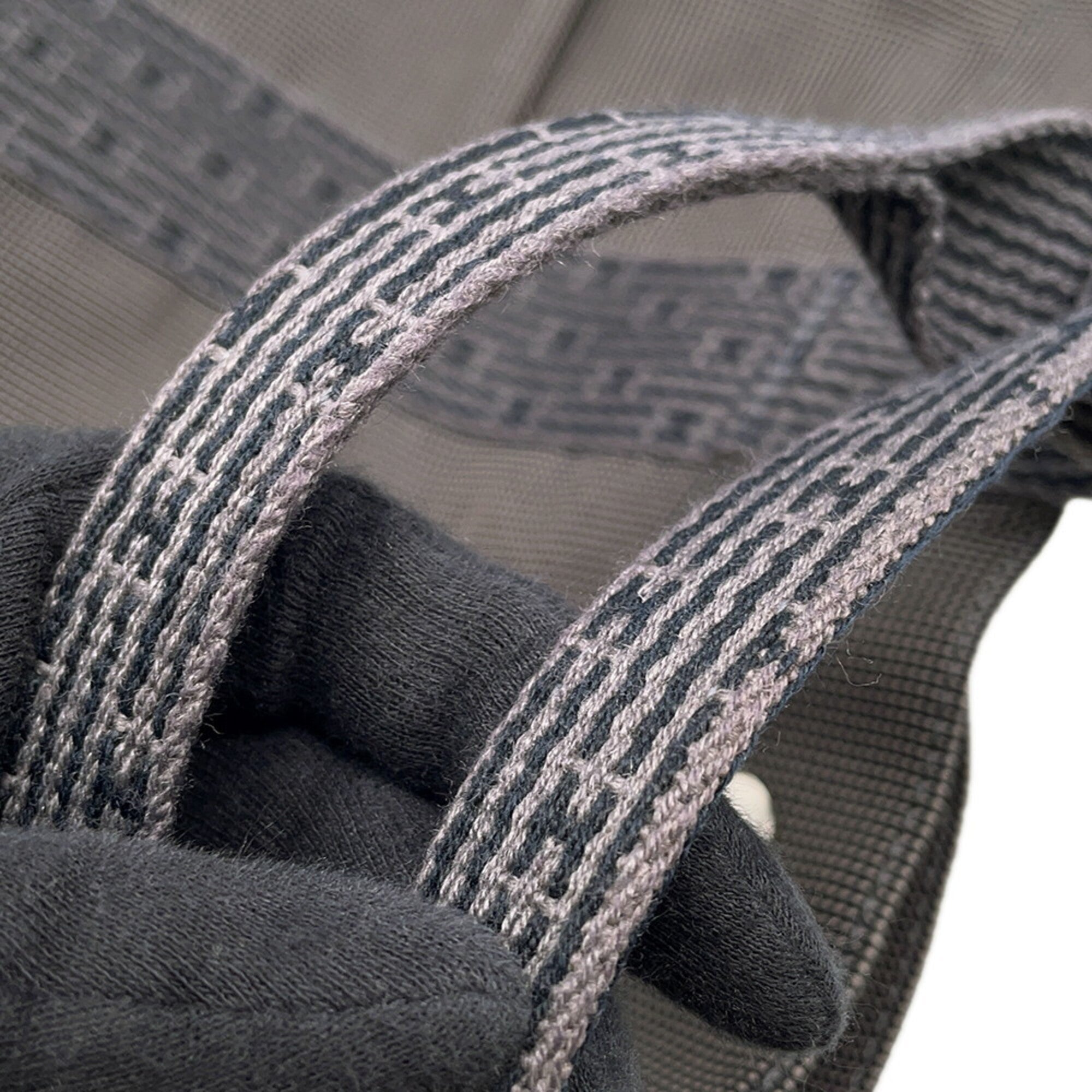 Hermes Her Line Gray Canvas Handbag Tote Bag (Pre-Owned)