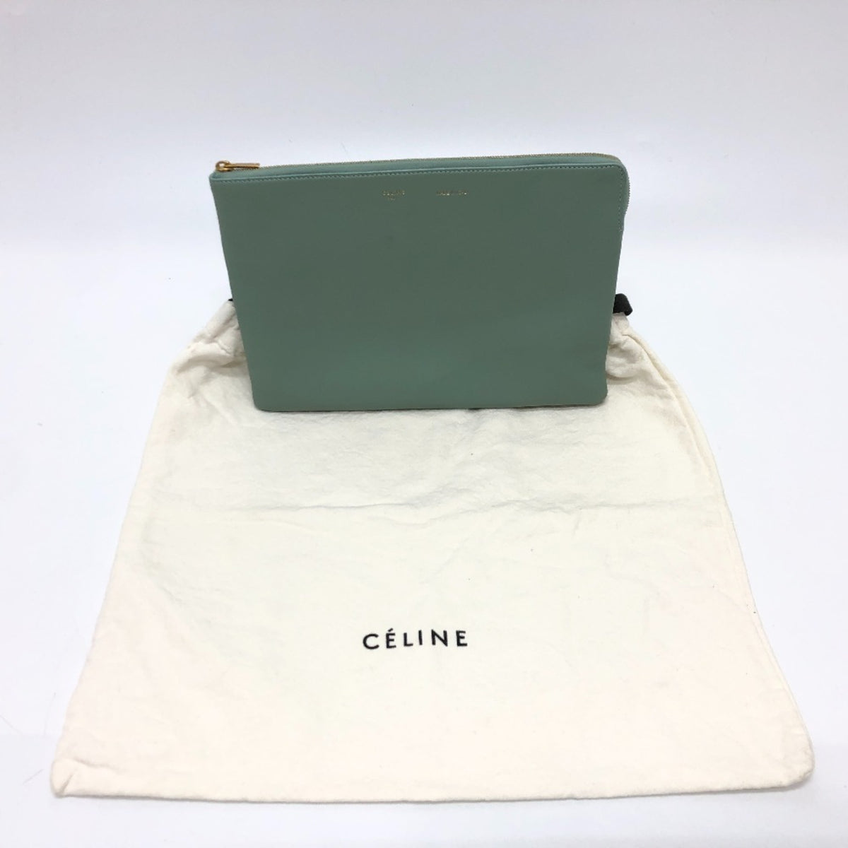 Celine Green Leather Clutch Bag Pouch (Pre-Owned)