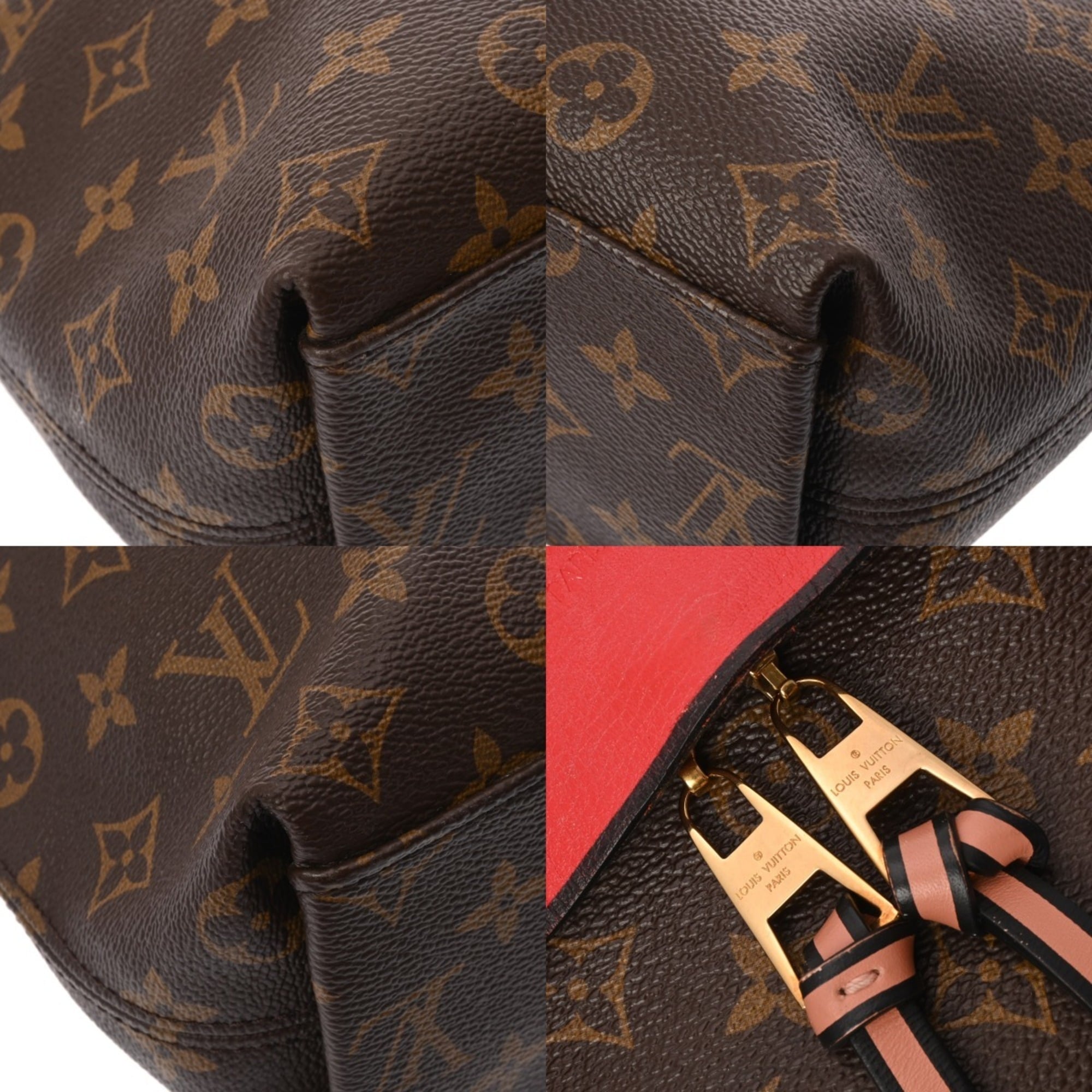 Louis Vuitton Brown Red Color Monogram Canvas Shoulder Bag (Pre-Owned)