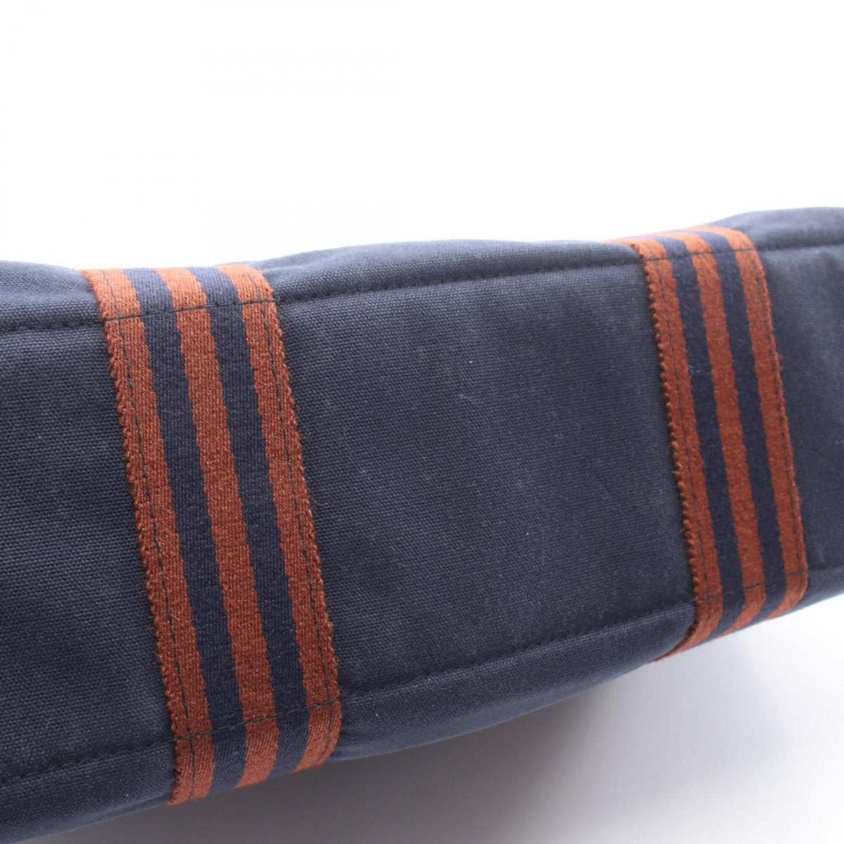 Hermes Brown Navy Canvas Handbag Tote Bag (Pre-Owned)