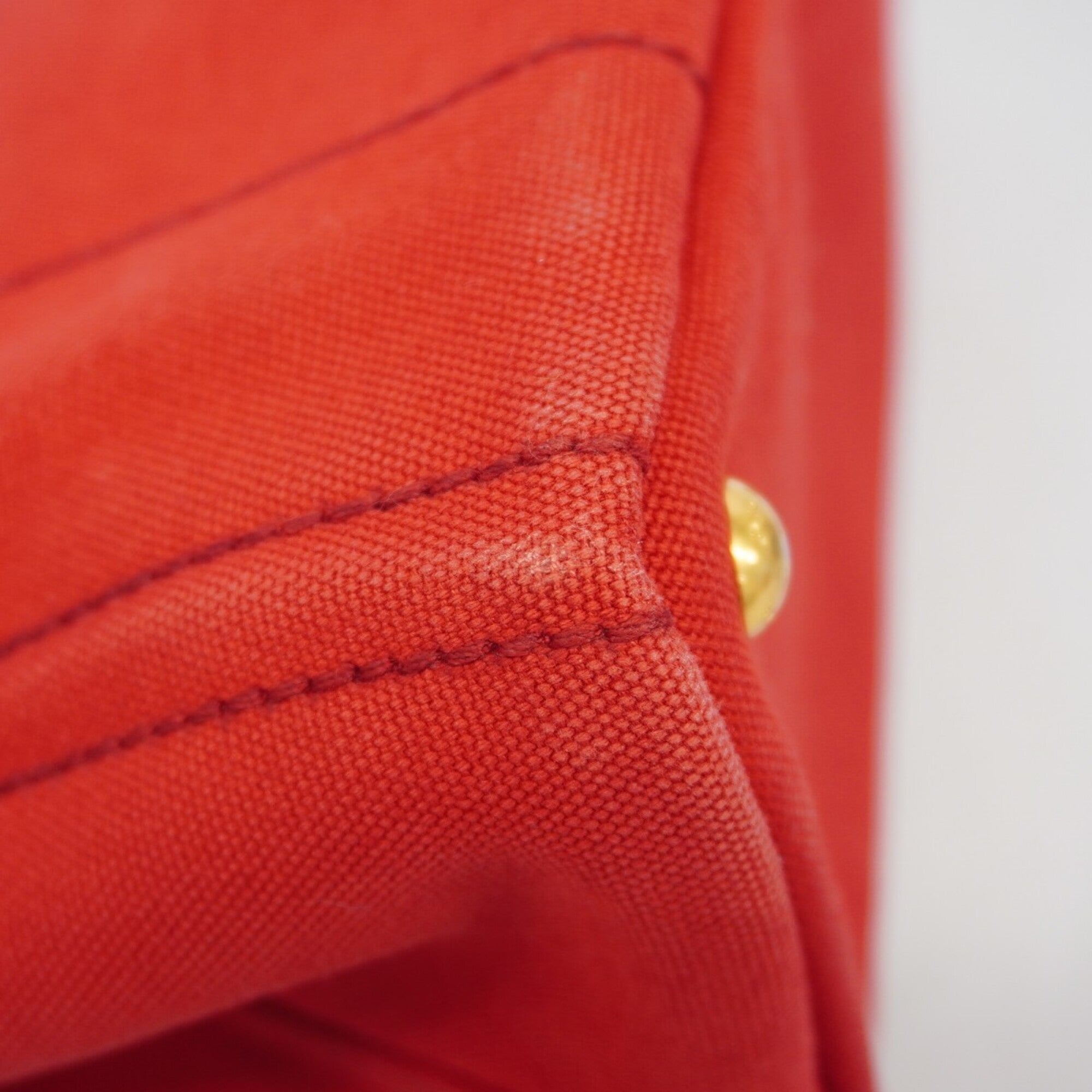 Prada Red Color Canvas Tote Bag (Pre-Owned)
