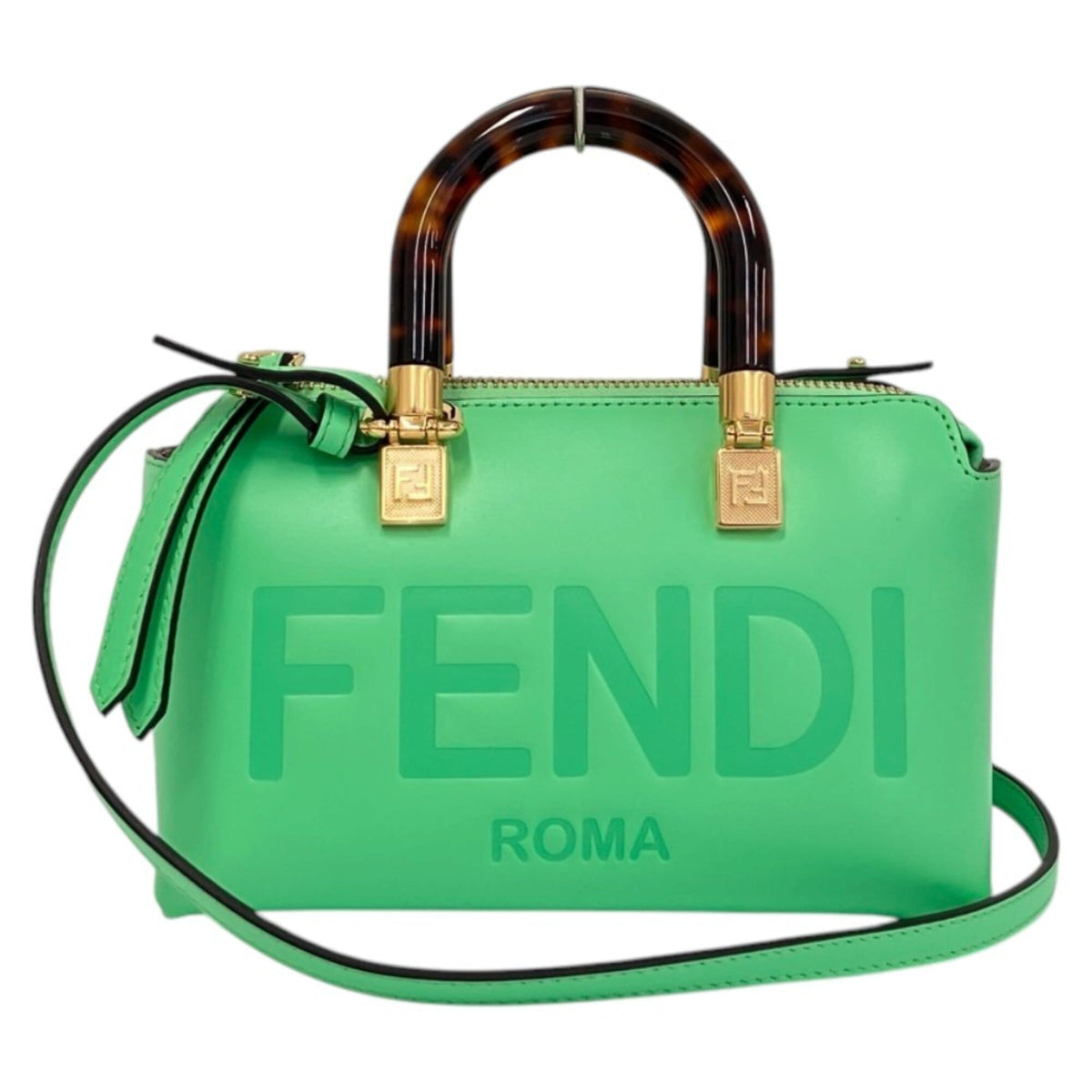 Fendi Light Green Leather Shoulder Bag (Pre-Owned)
