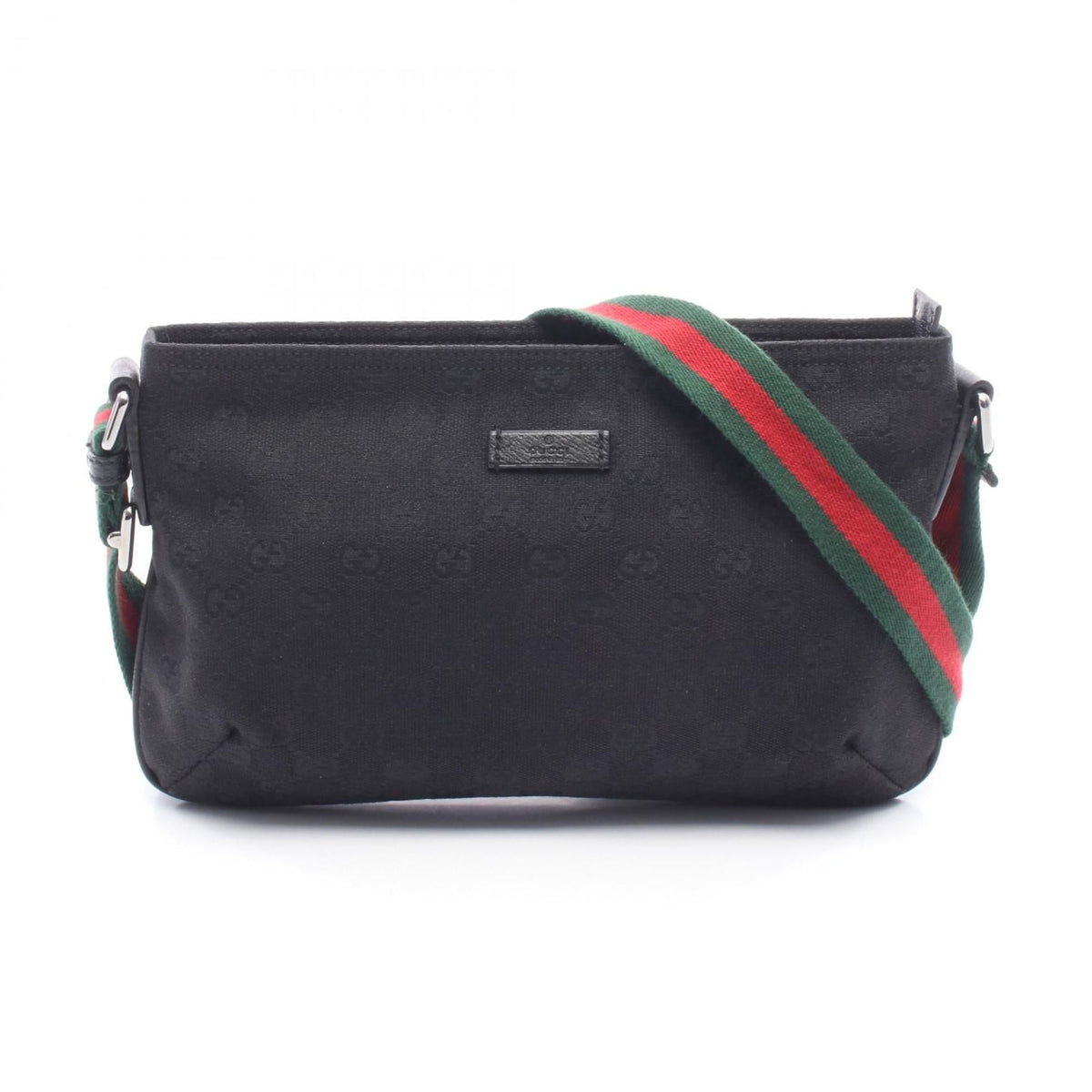 Gucci Sherry Line Black Gg Canvas Shoulder Bag (Pre-Owned)