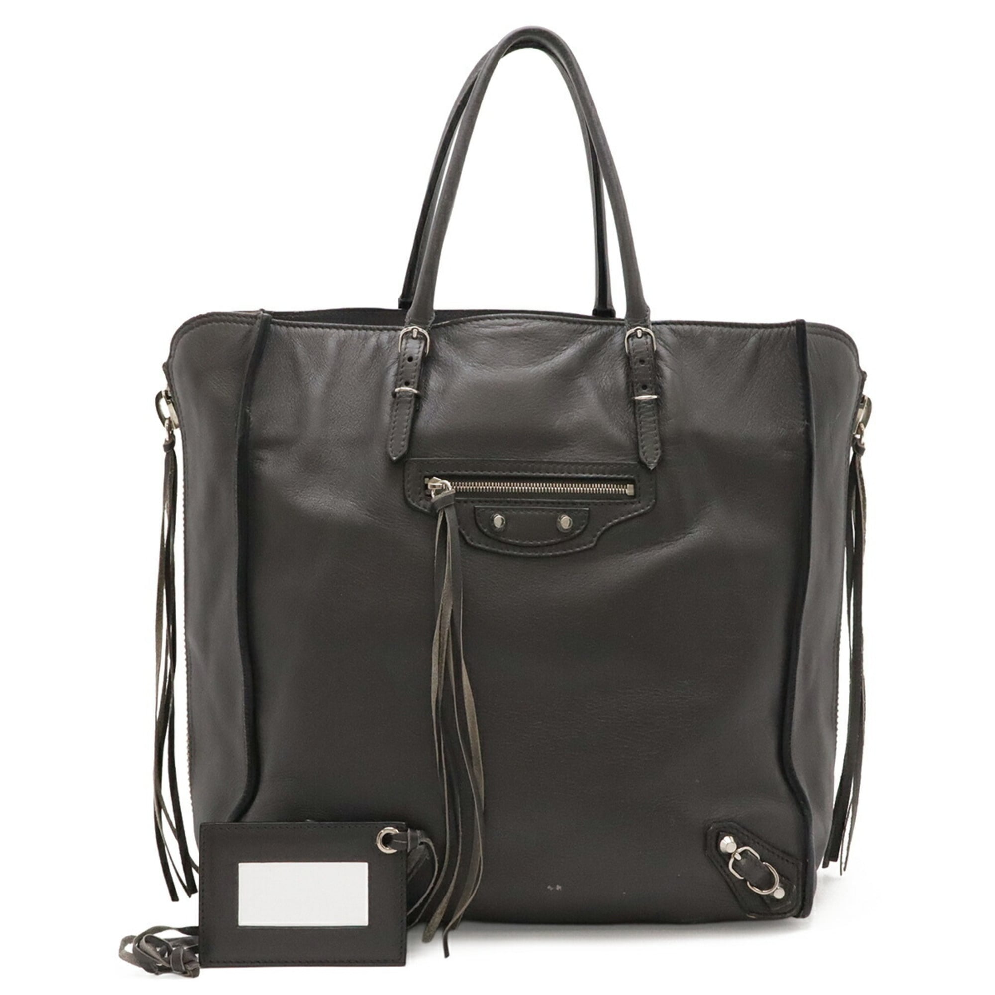 Balenciaga Paper Gray Leather Handbag Tote Bag (Pre-Owned)