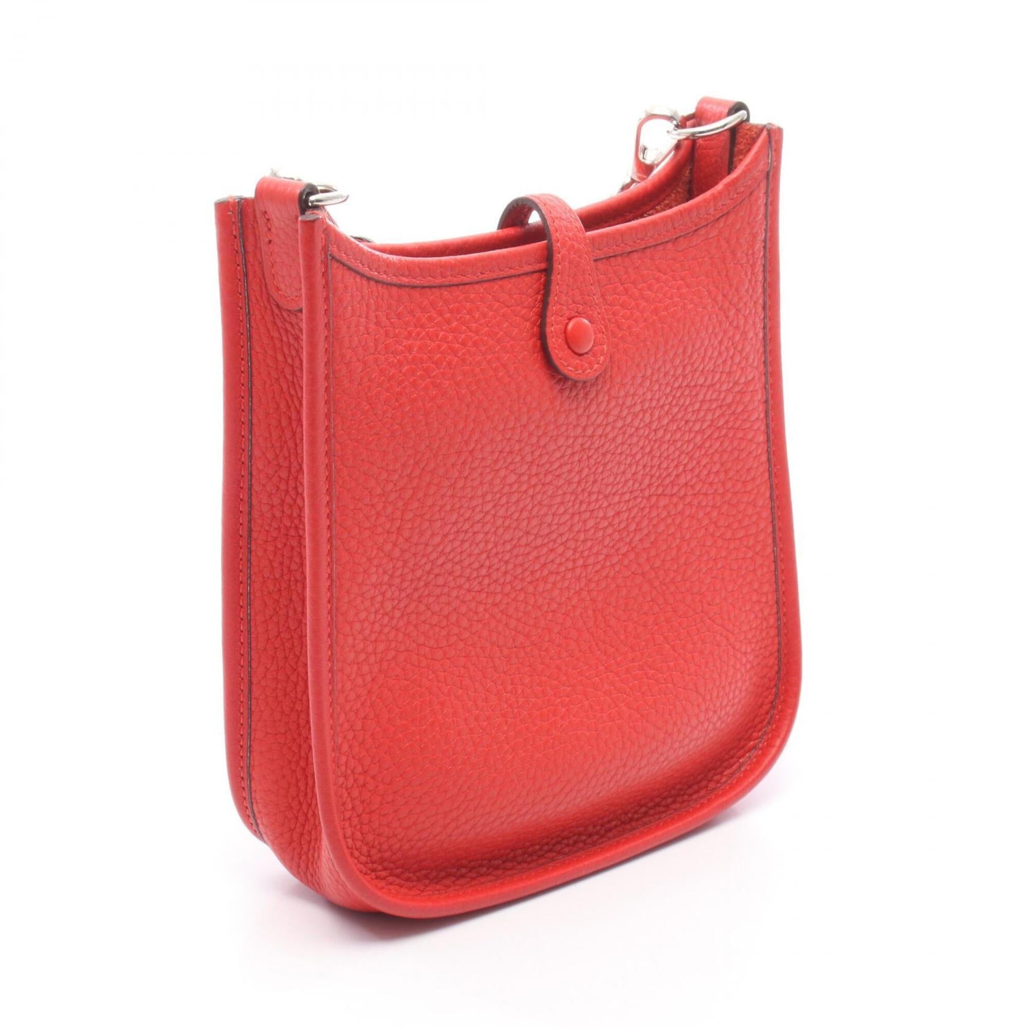 Hermes Red Color Taurillon Clemence Leather Shoulder Bag (Pre-Owned)