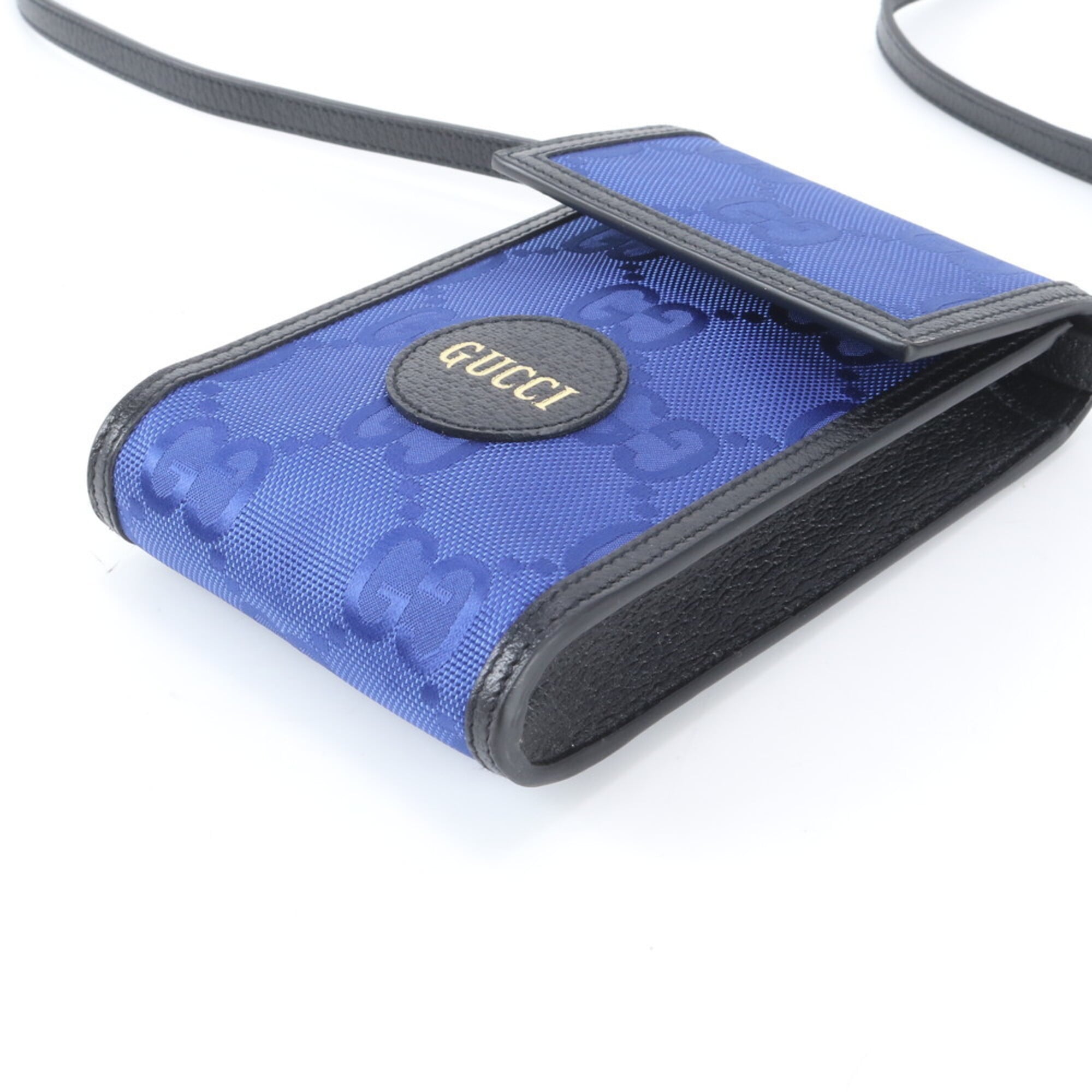 Gucci Black Blue Nylon Leather Shoulder Bag (Pre-Owned)