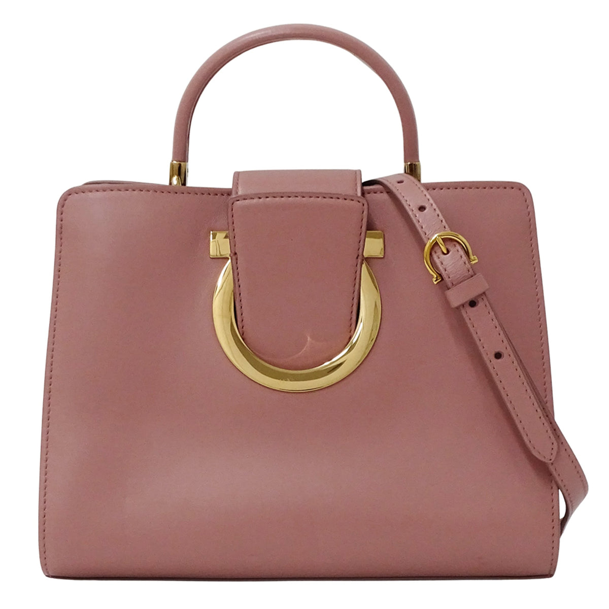 Salvatore Ferragamo Pink Leather Handbag Shoulder Bag (Pre-Owned)
