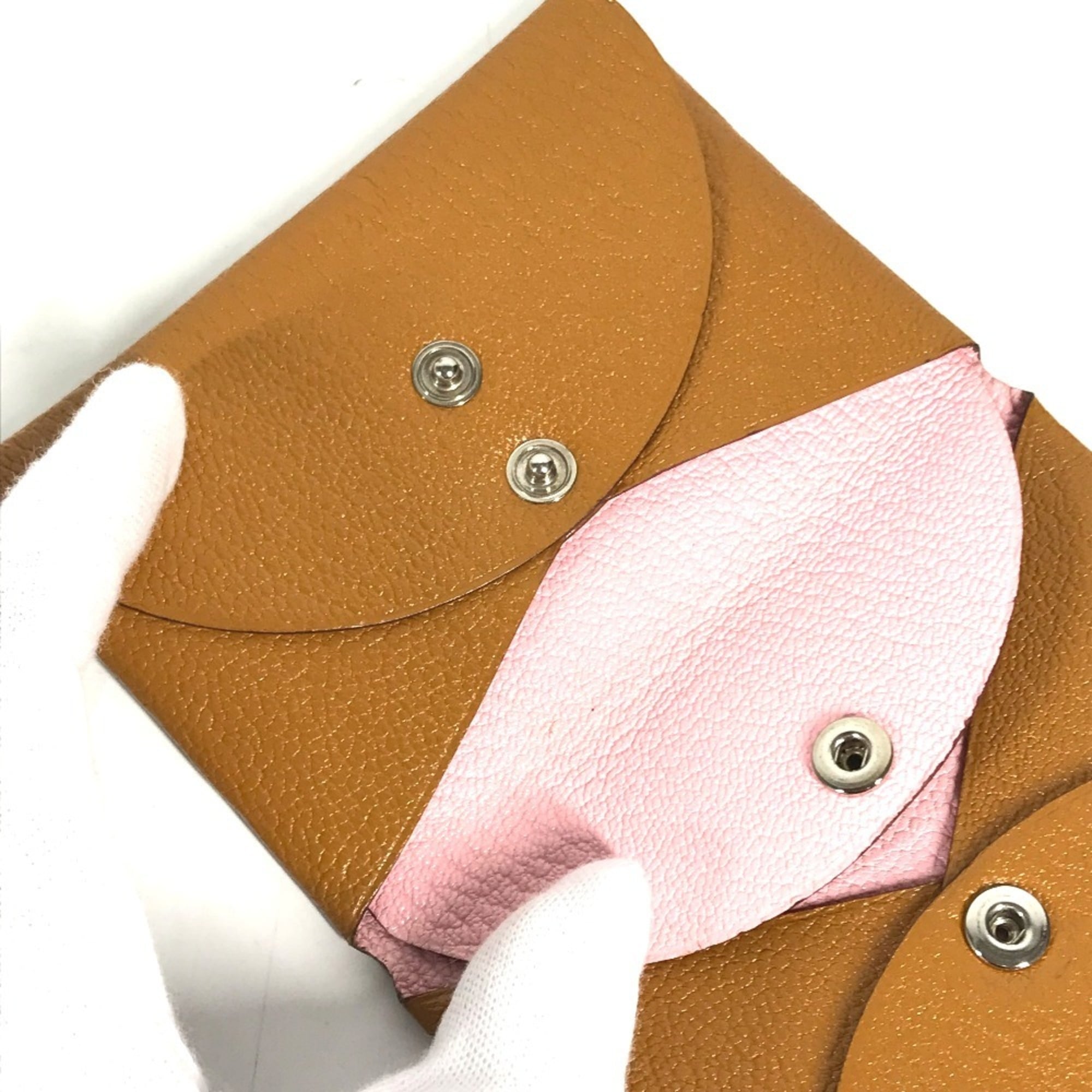 Hermes Beige Pink Chevre Leather Coin Purse/Coin Case (Pre-Owned)