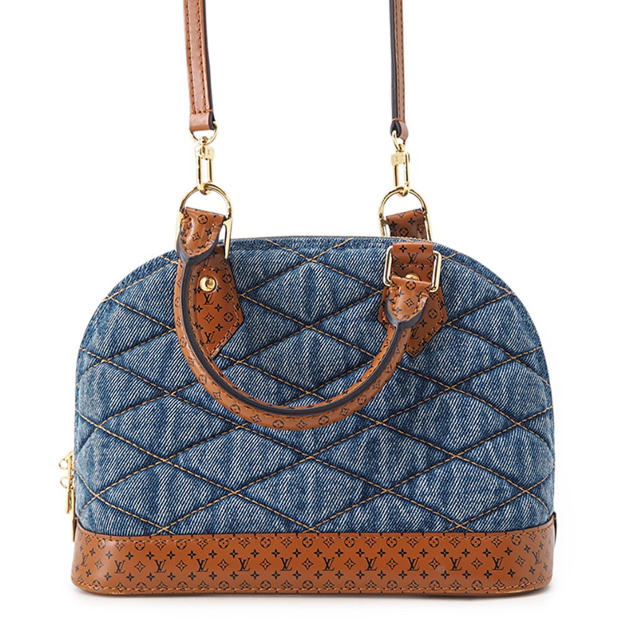 Louis Vuitton Blue Brown Denim Handbag (Pre-Owned)