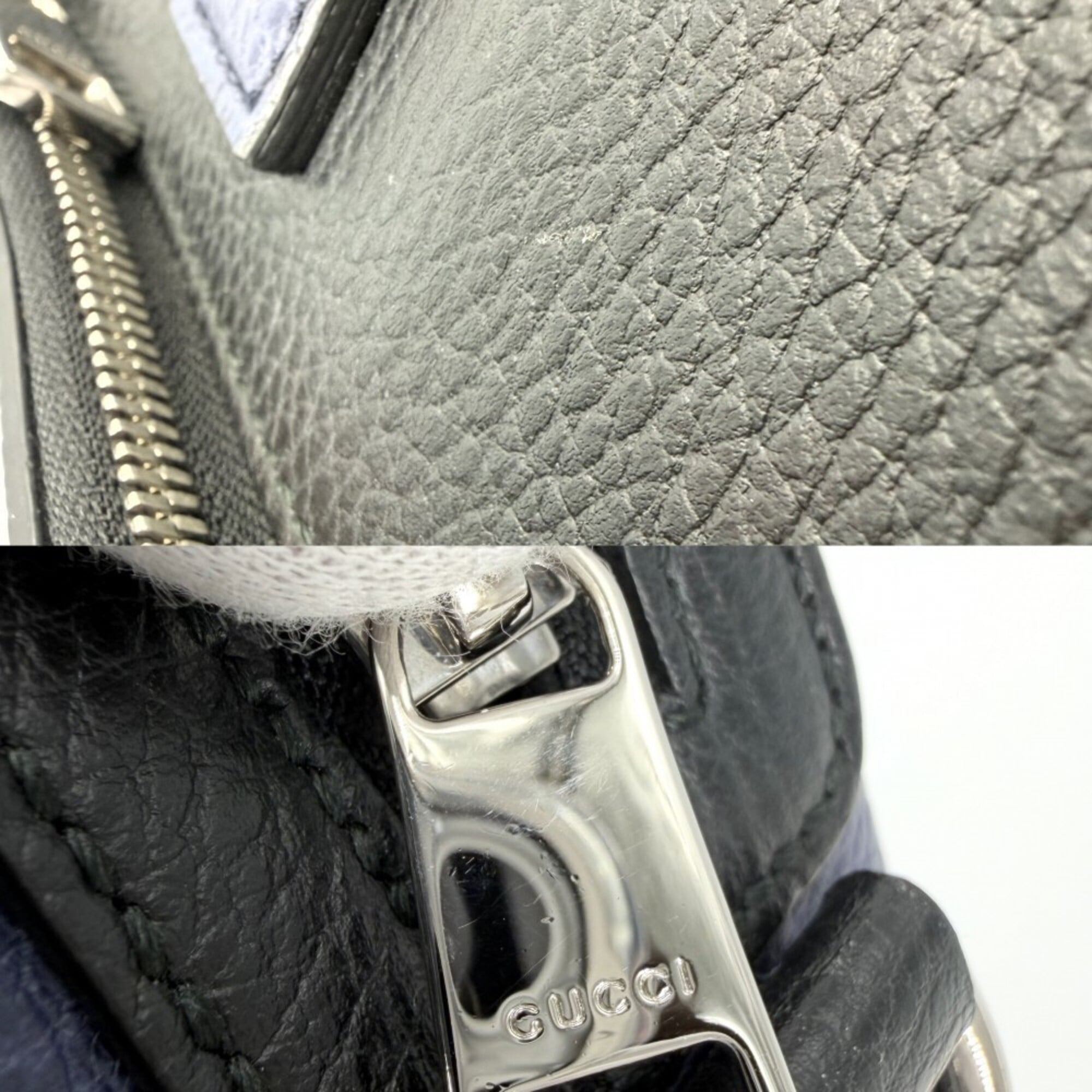 Gucci Black Navy White Leather Briefcase Handbag Shoulder Bag Tote Bag (Pre-Owned)