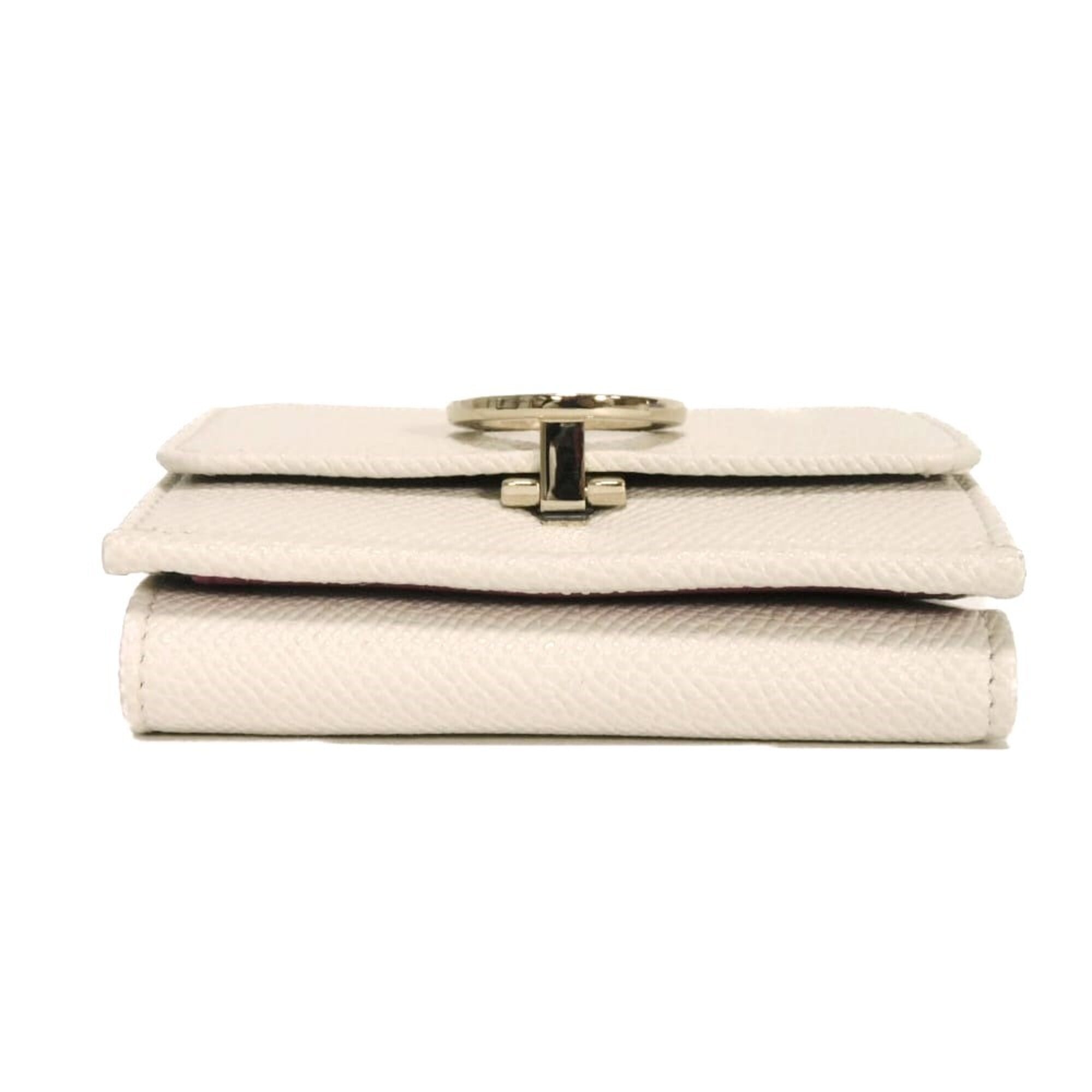 Bvlgari White Leather Wallet (Tri-Fold) (Pre-Owned)