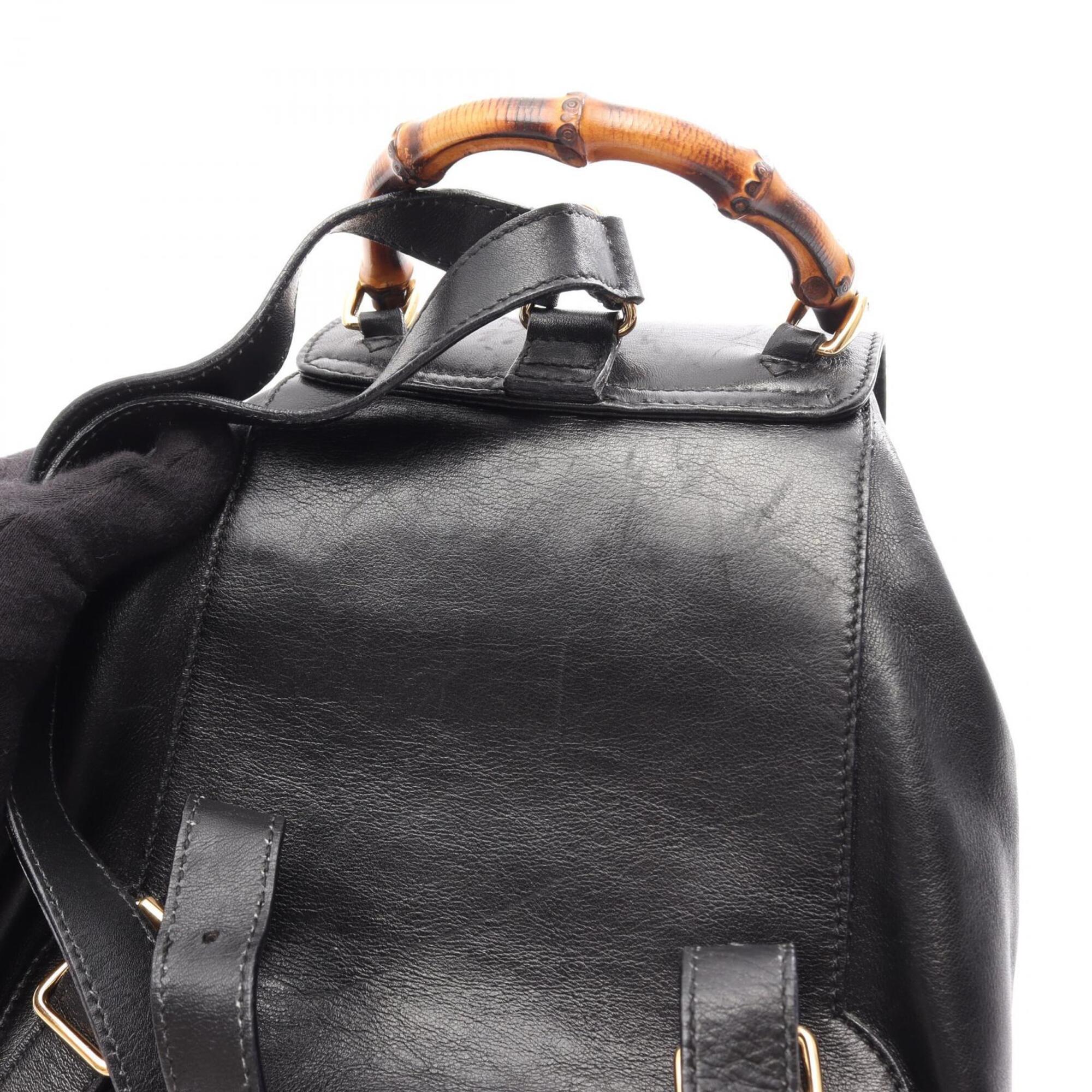 Gucci Black Leather Backpack Handbag (Pre-Owned)