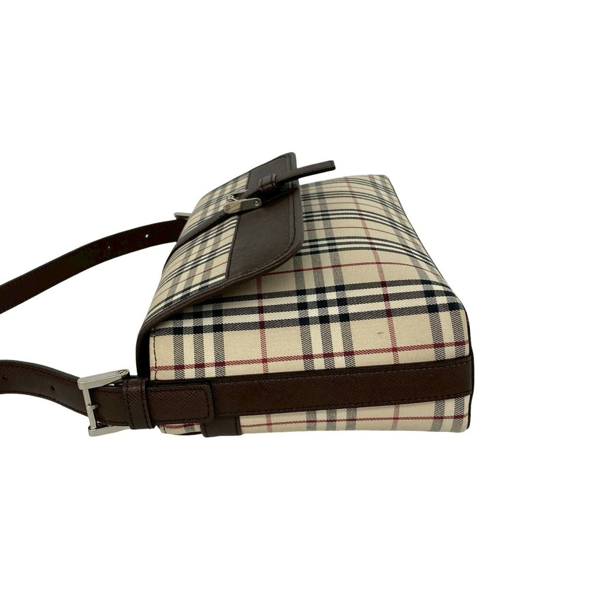 Burberry Beige Brown Canvas Leather Handbag Shoulder Bag (Pre-Owned)