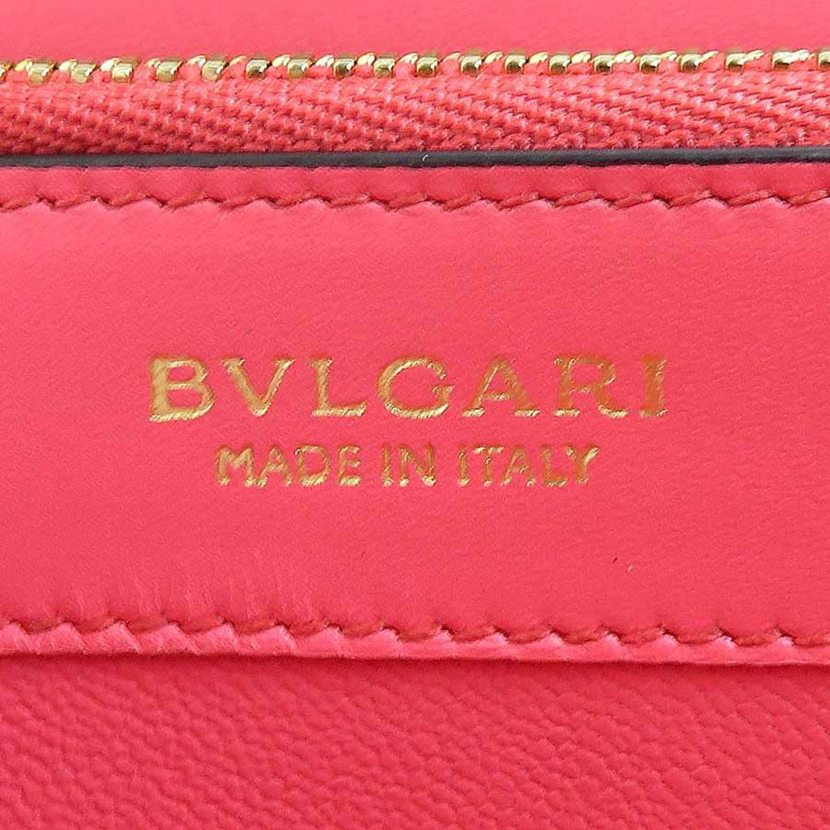 Bvlgari Pink Yellow Leather Long Wallet (Bi-Fold) (Pre-Owned)