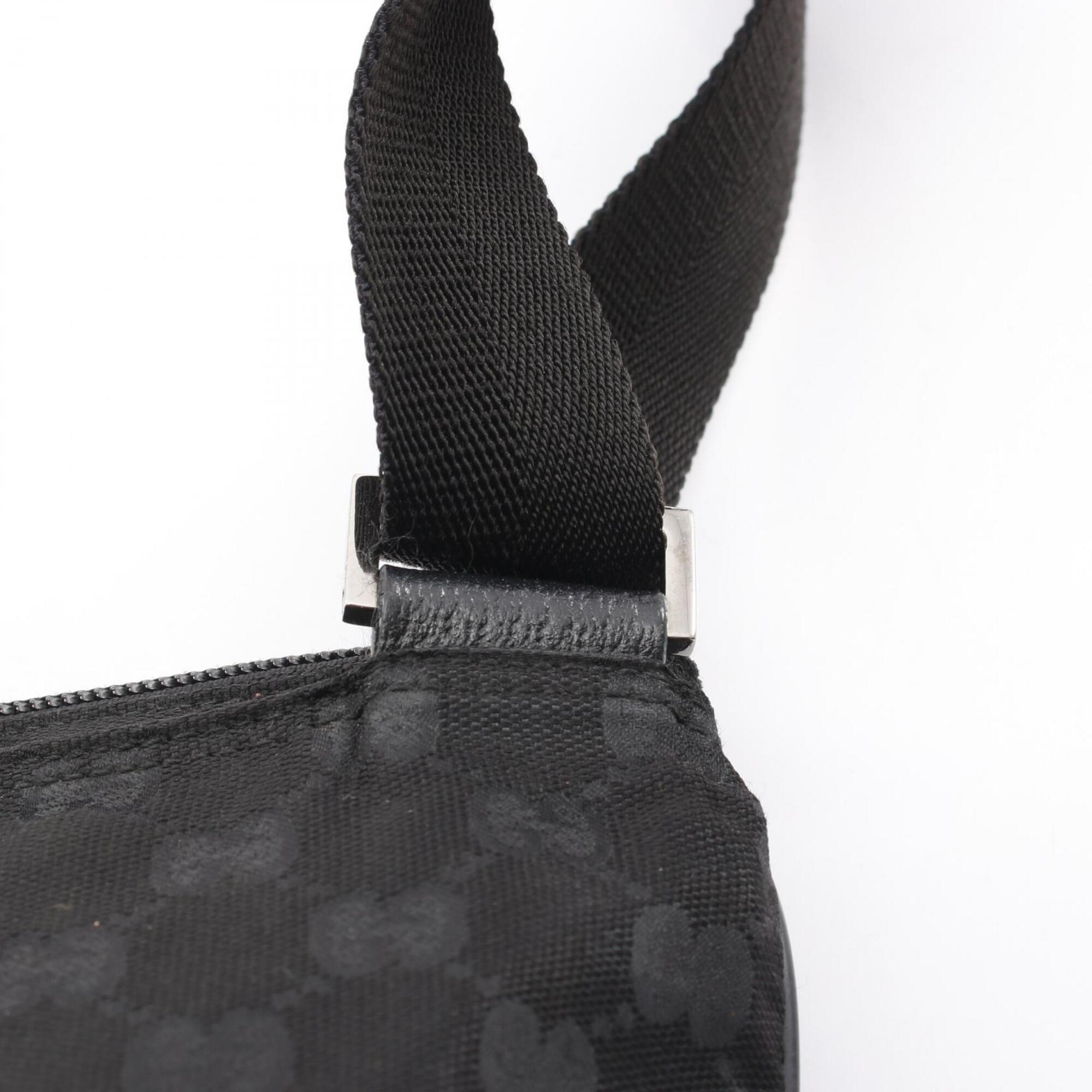 Gucci Black Canvas Leather Handbag Shoulder Bag (Pre-Owned)