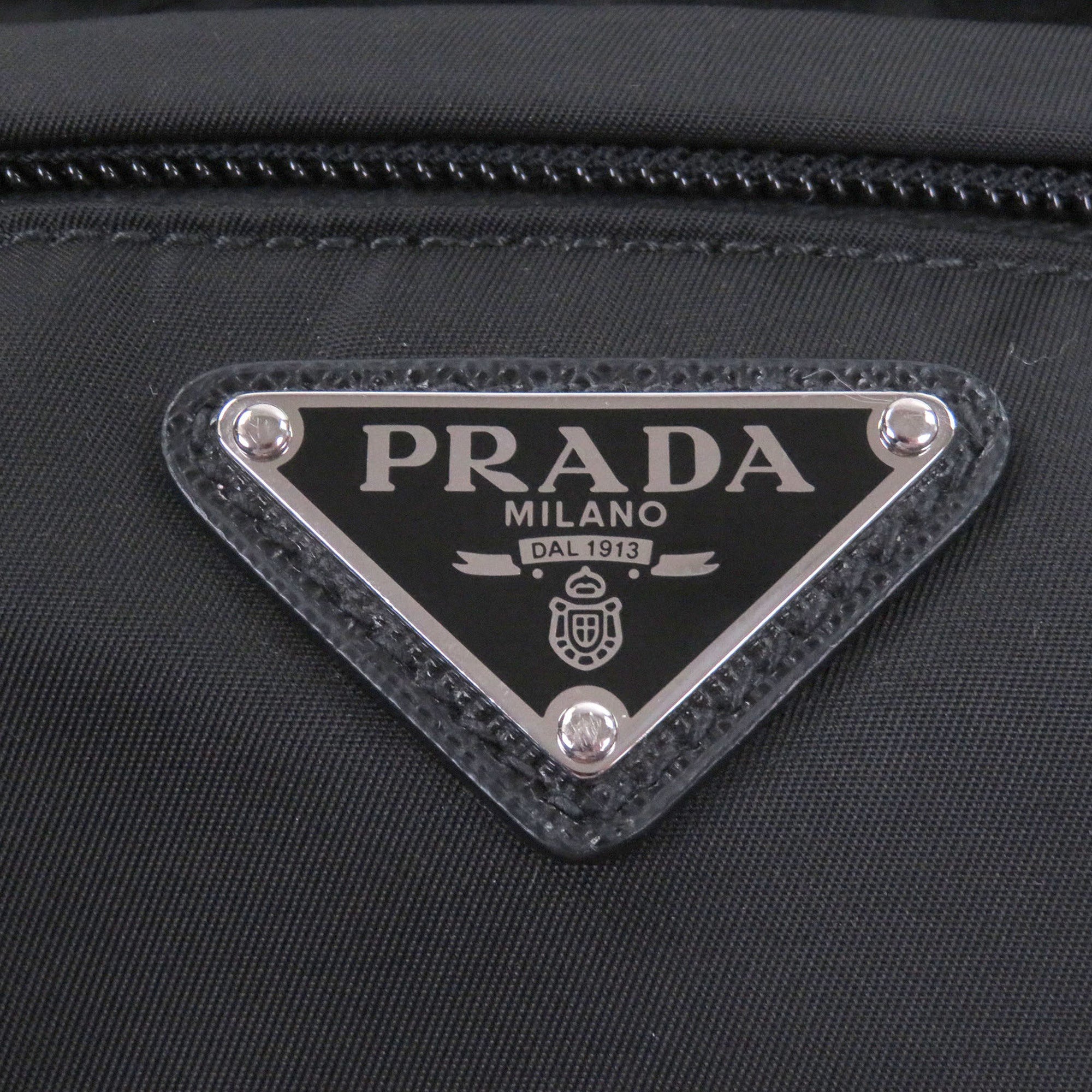 Prada Black Polyamide Saffiano Triangle Leather Shoulder Bag Sling Bag (Pre-Owned)