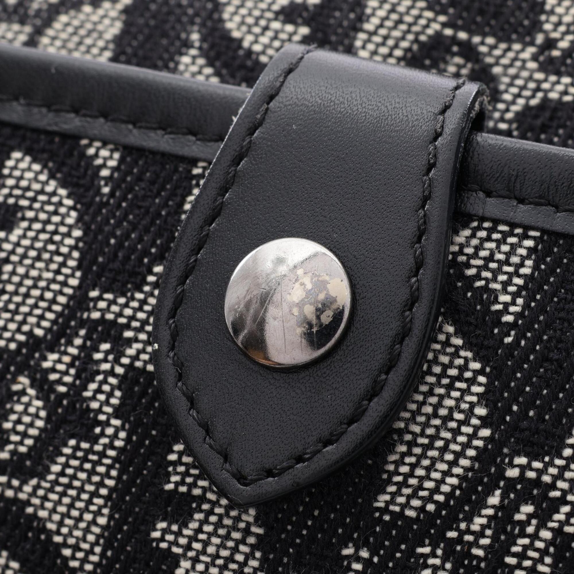 Christian Dior Beige Black Canvas Leather Handbag Shoulder Bag (Pre-Owned)