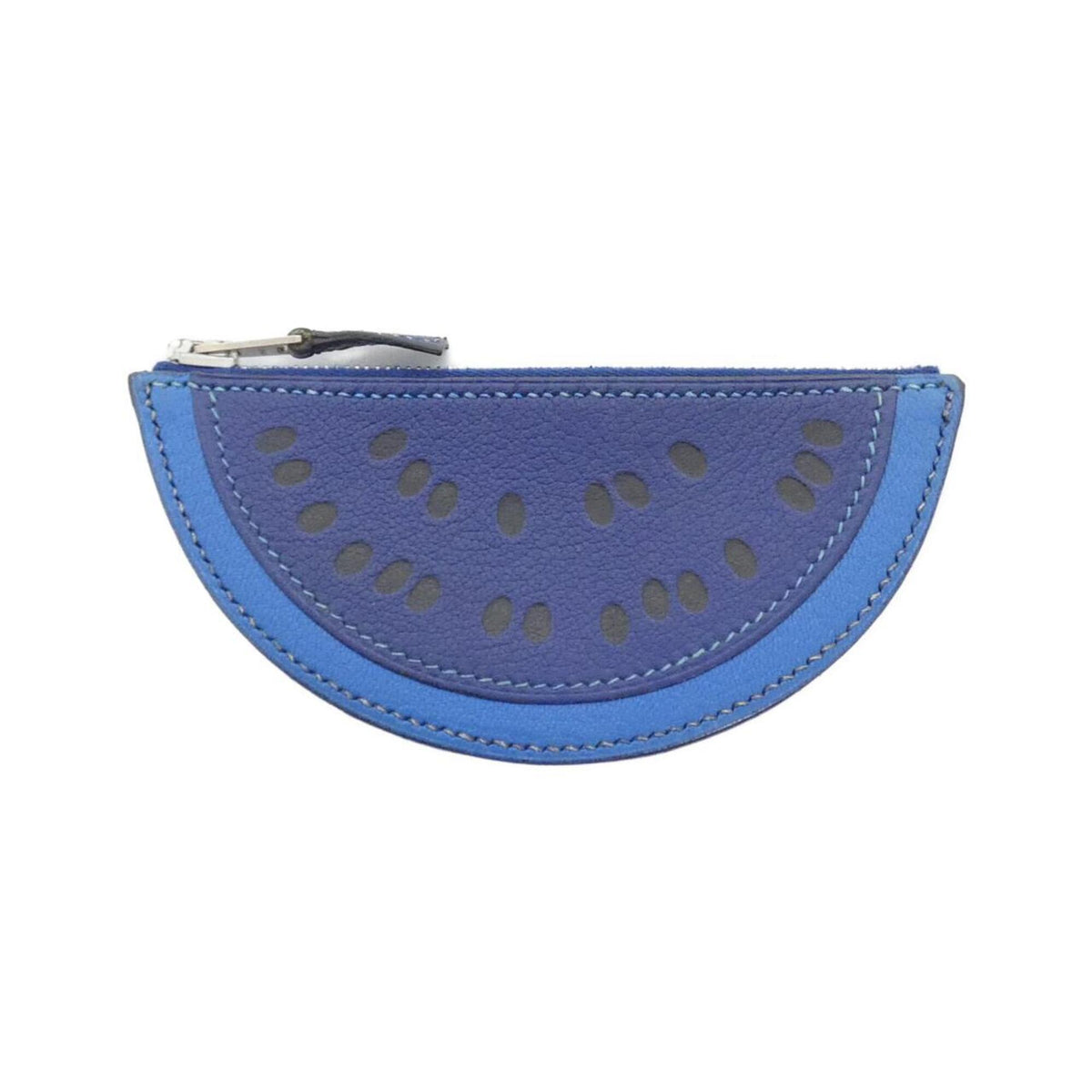 Hermes Blue Chevre Leather Coin Purse/Coin Case (Pre-Owned)