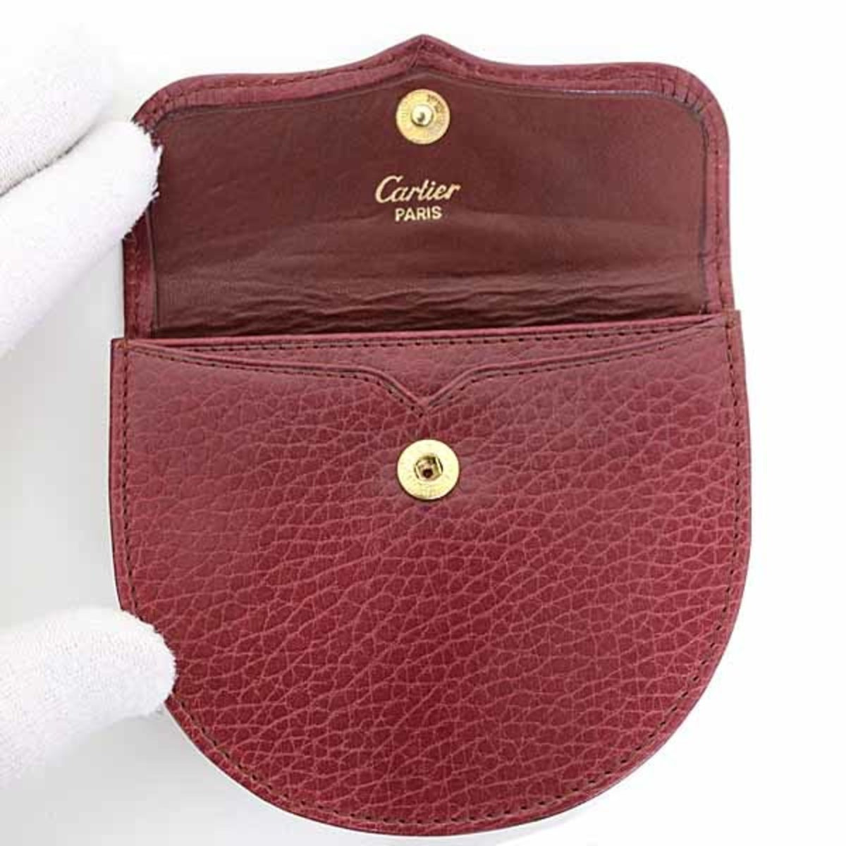 Cartier Bordeaux Wine Red Leather Coin Purse/Coin Case (Pre-Owned)