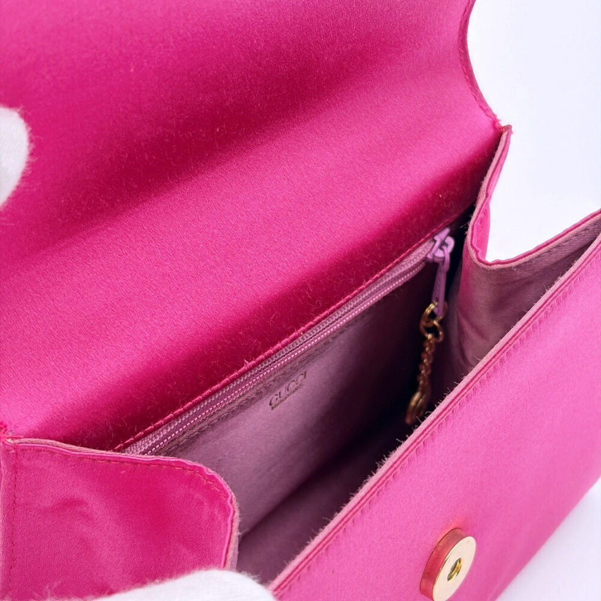 Gucci Gold Pink Bamboo Satin Handbag (Pre-Owned)