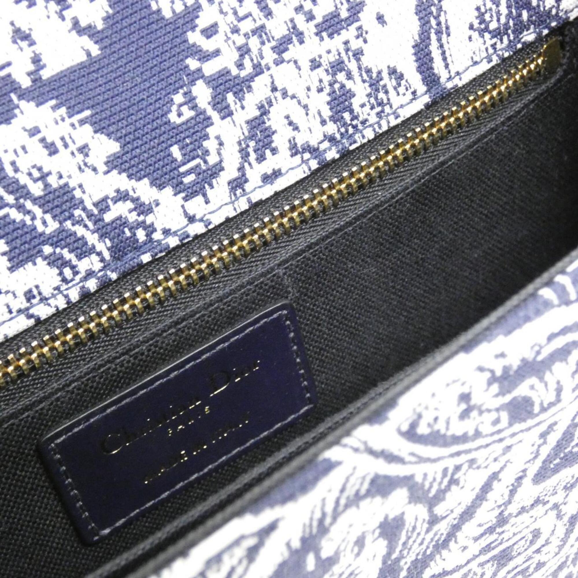 Christian Dior Blue Canvas Leather Shoulder Bag (Pre-Owned)