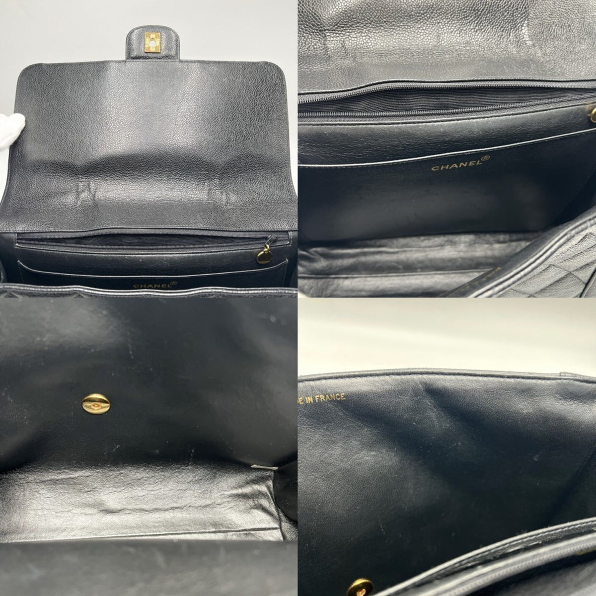 Chanel Black Grained Calfskin Handbag (Pre-Owned)