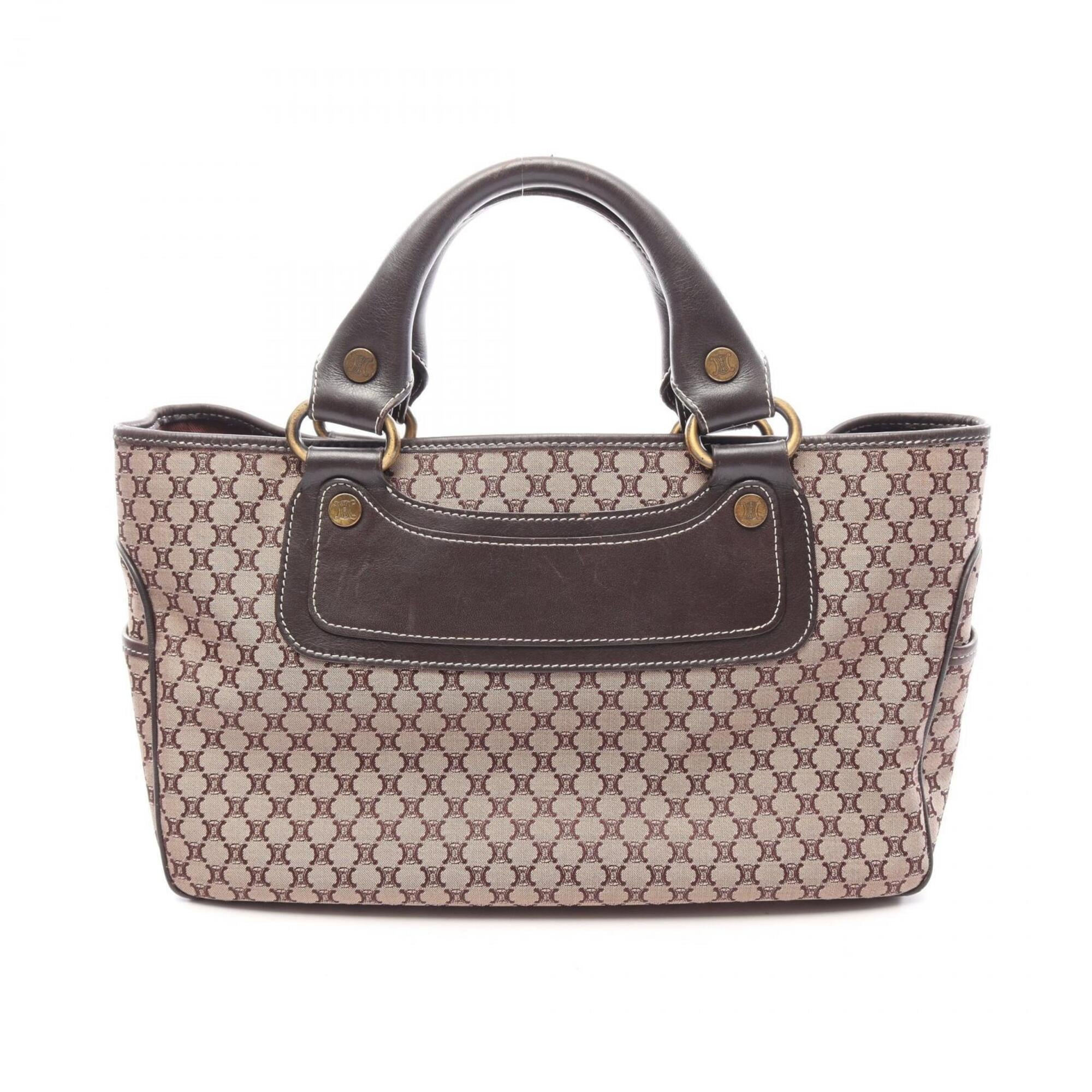 Celine Beige Brown Canvas Leather Handbag (Pre-Owned)