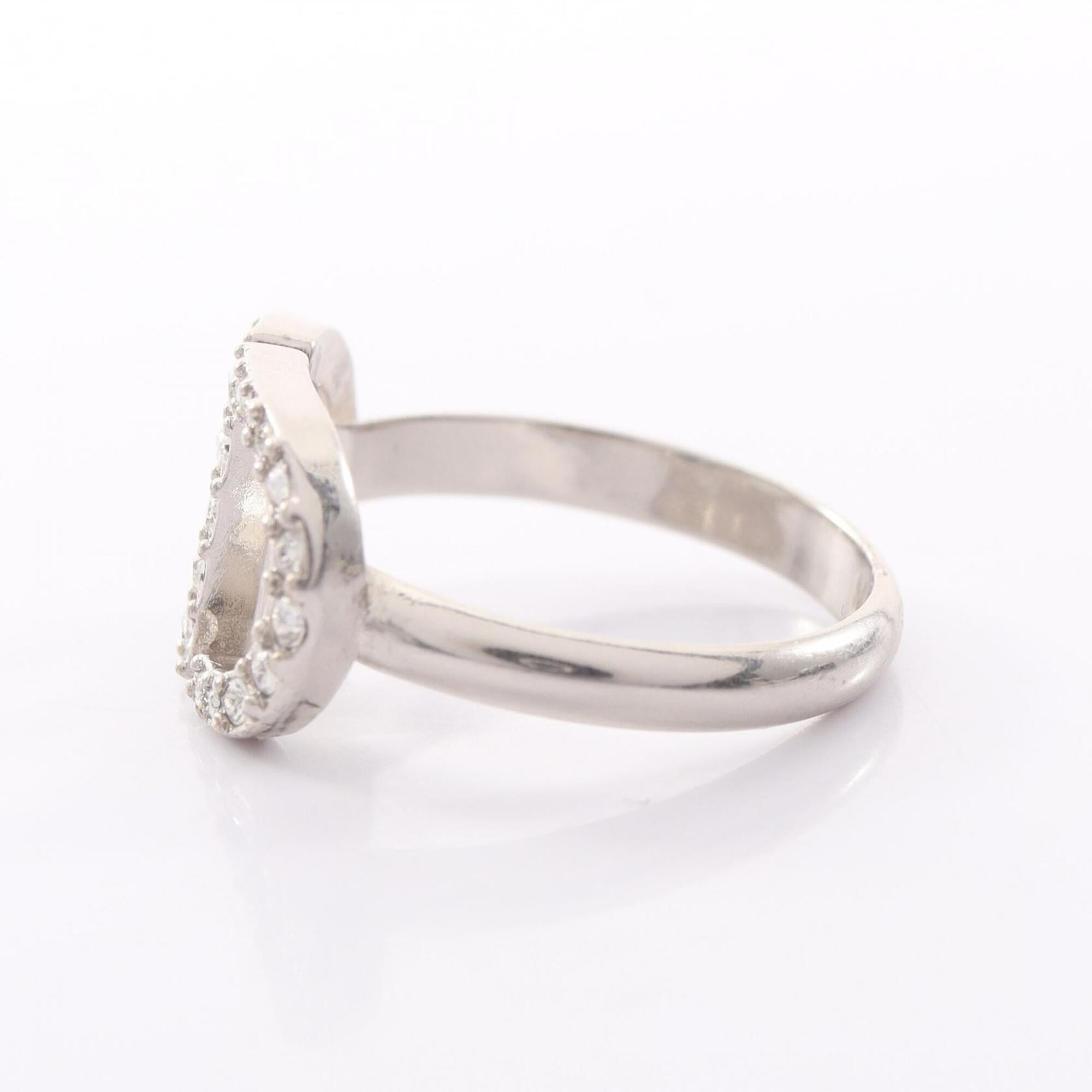 Christian Dior Silver Clear Metal Rhinestone Band Ring (Pre-Owned)