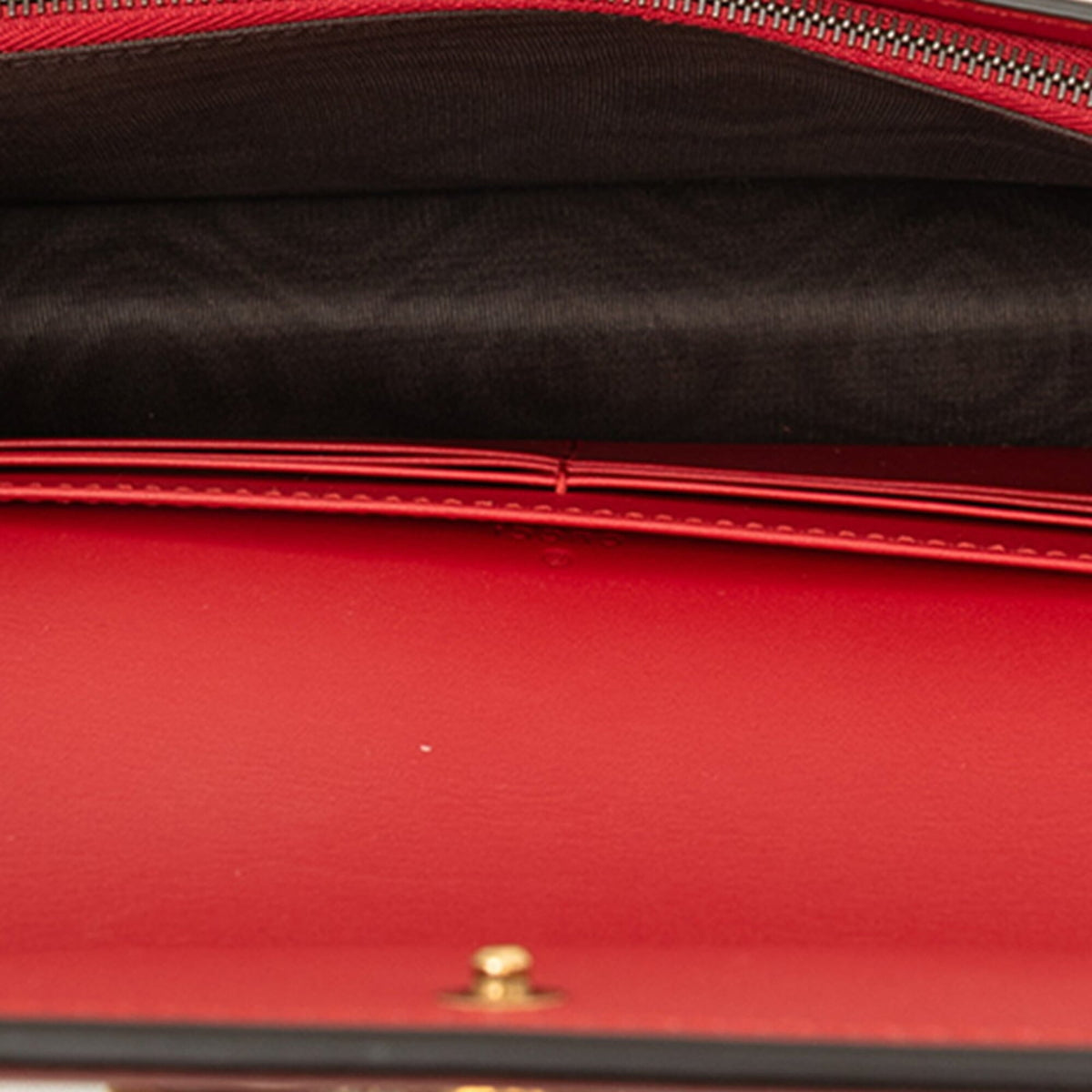 Gucci Navy Red Color White Leather Shoulder Bag (Pre-Owned)