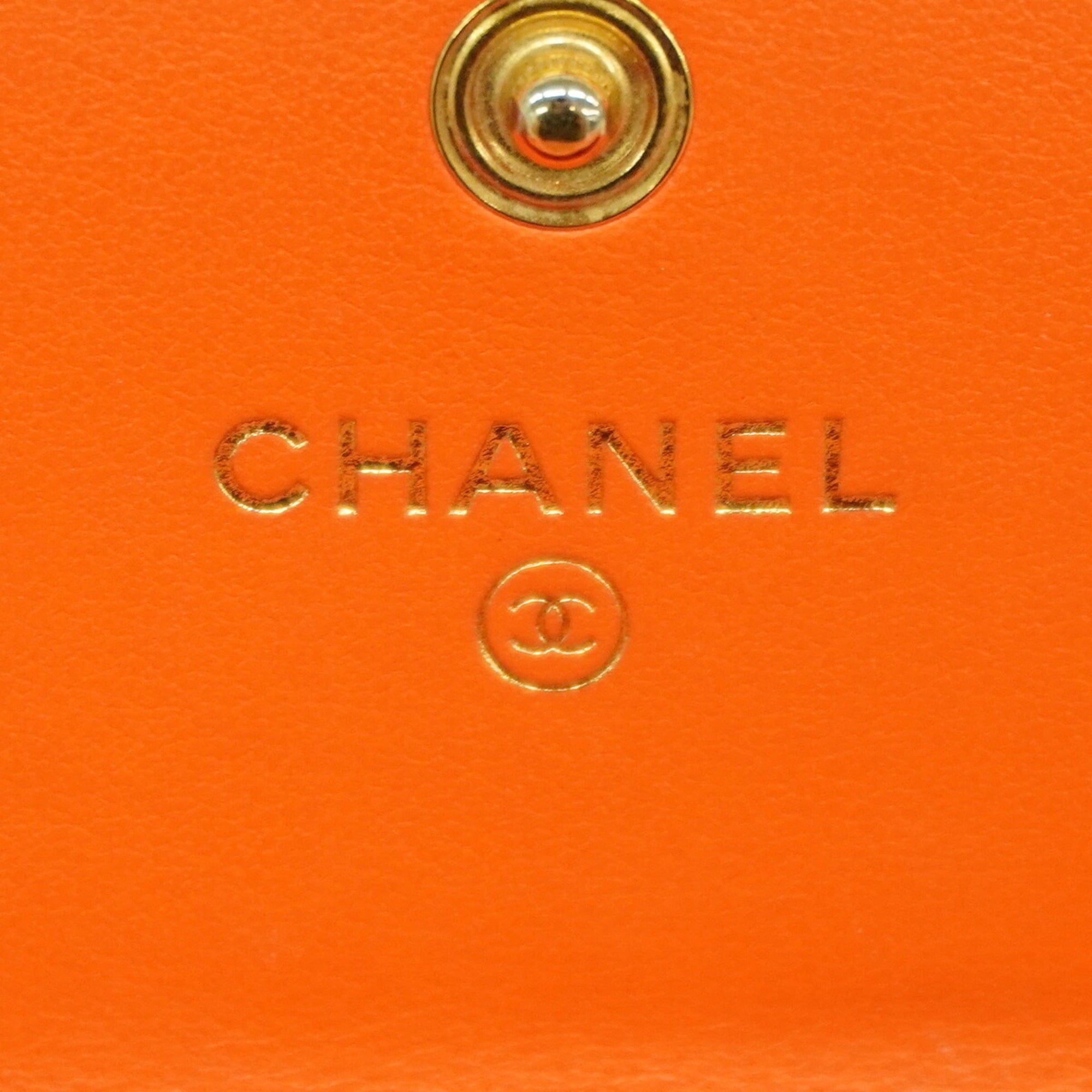Chanel Orange Leather Long Wallet (Bi-Fold) (Pre-Owned)