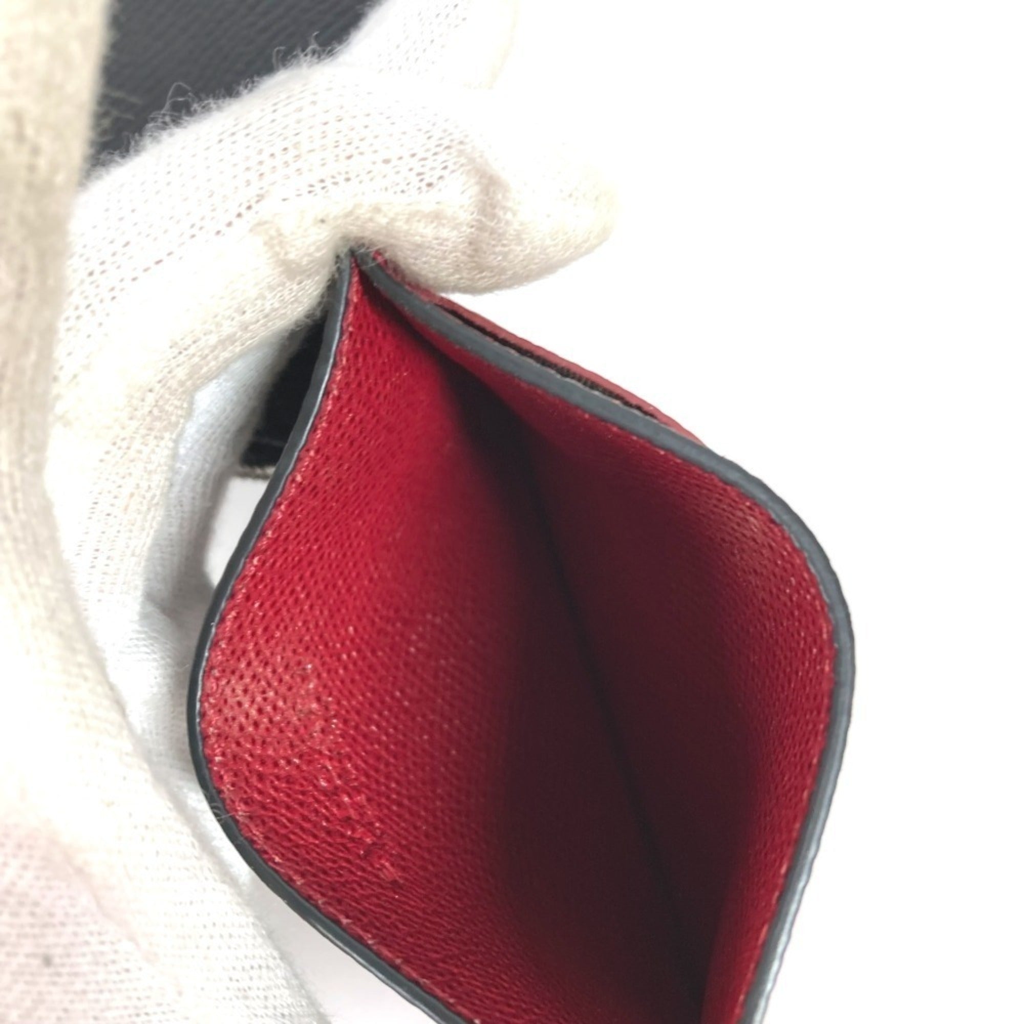 Bvlgari Black Red Color Leather Long Wallet (Bi-Fold) (Pre-Owned)