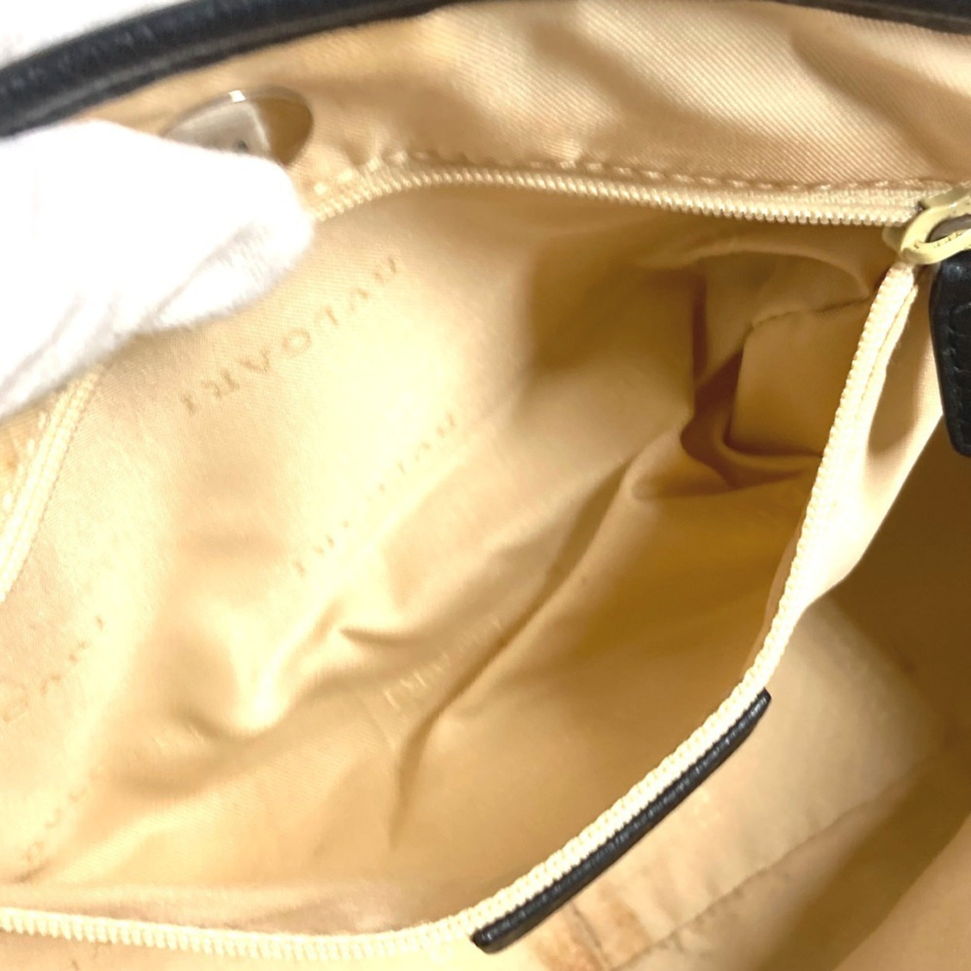Bvlgari Black Leather Canvas Handbag Tote Bag (Pre-Owned)