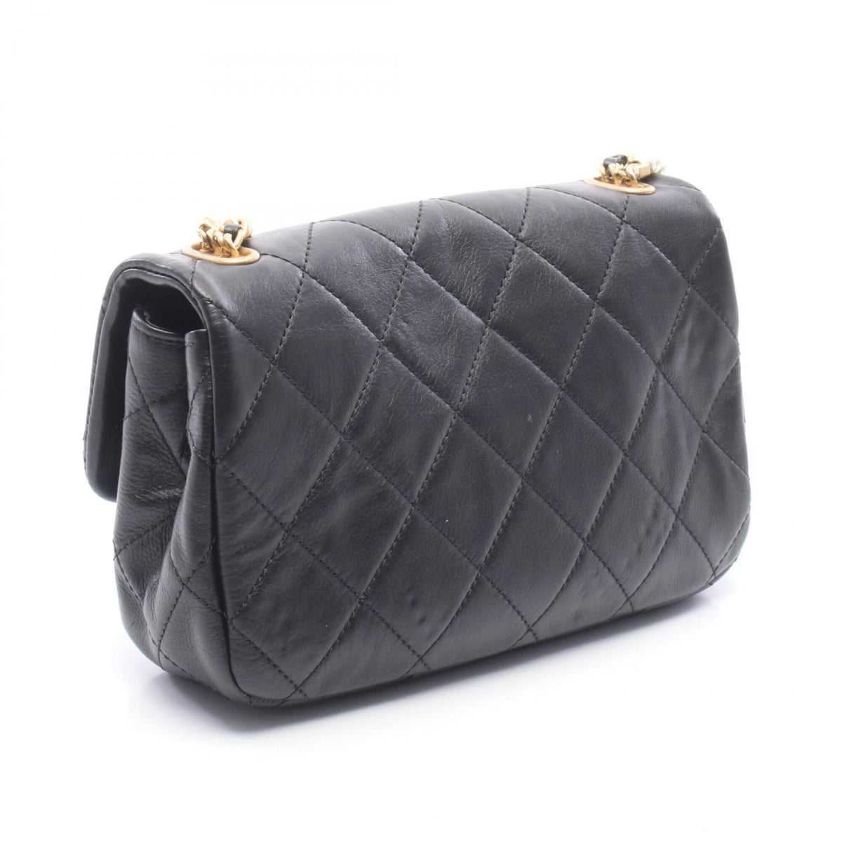 Chanel Black Leather Handbag Shoulder Bag (Pre-Owned)