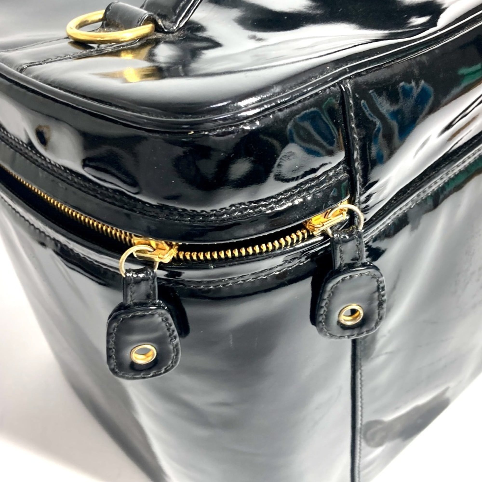 Chanel Black Patent Leather Handbag Shoulder Bag Vanity Bag (Pre-Owned)