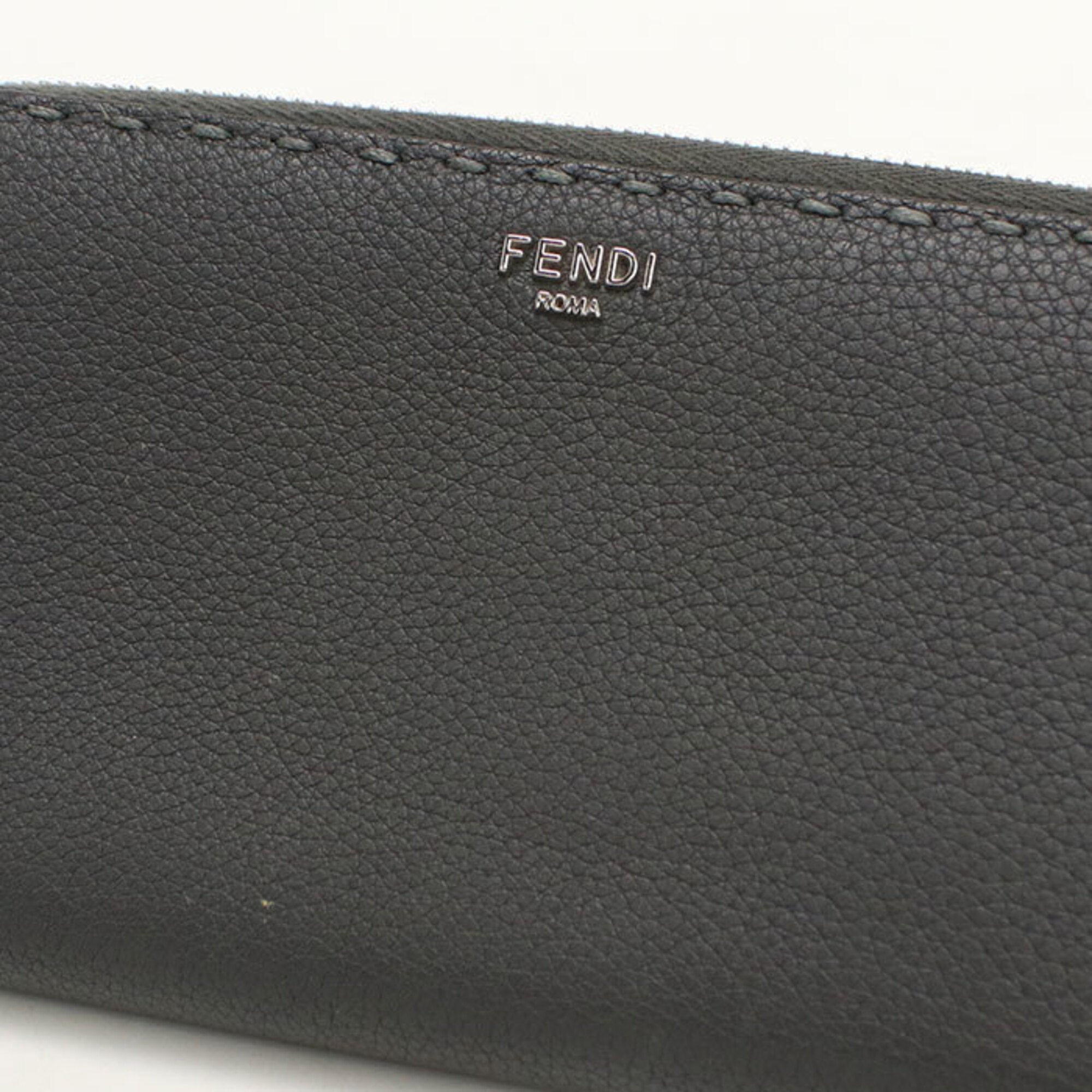 Fendi Gray Leather Long Wallet (Bi-Fold) (Pre-Owned)
