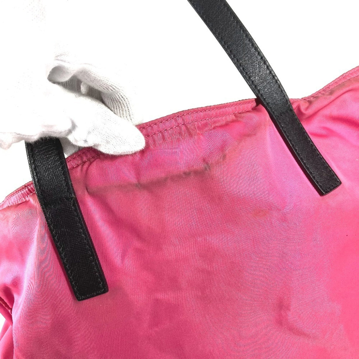 Prada Black Pink Nylon Leather Handbag Shoulder Bag Tote Bag (Pre-Owned)