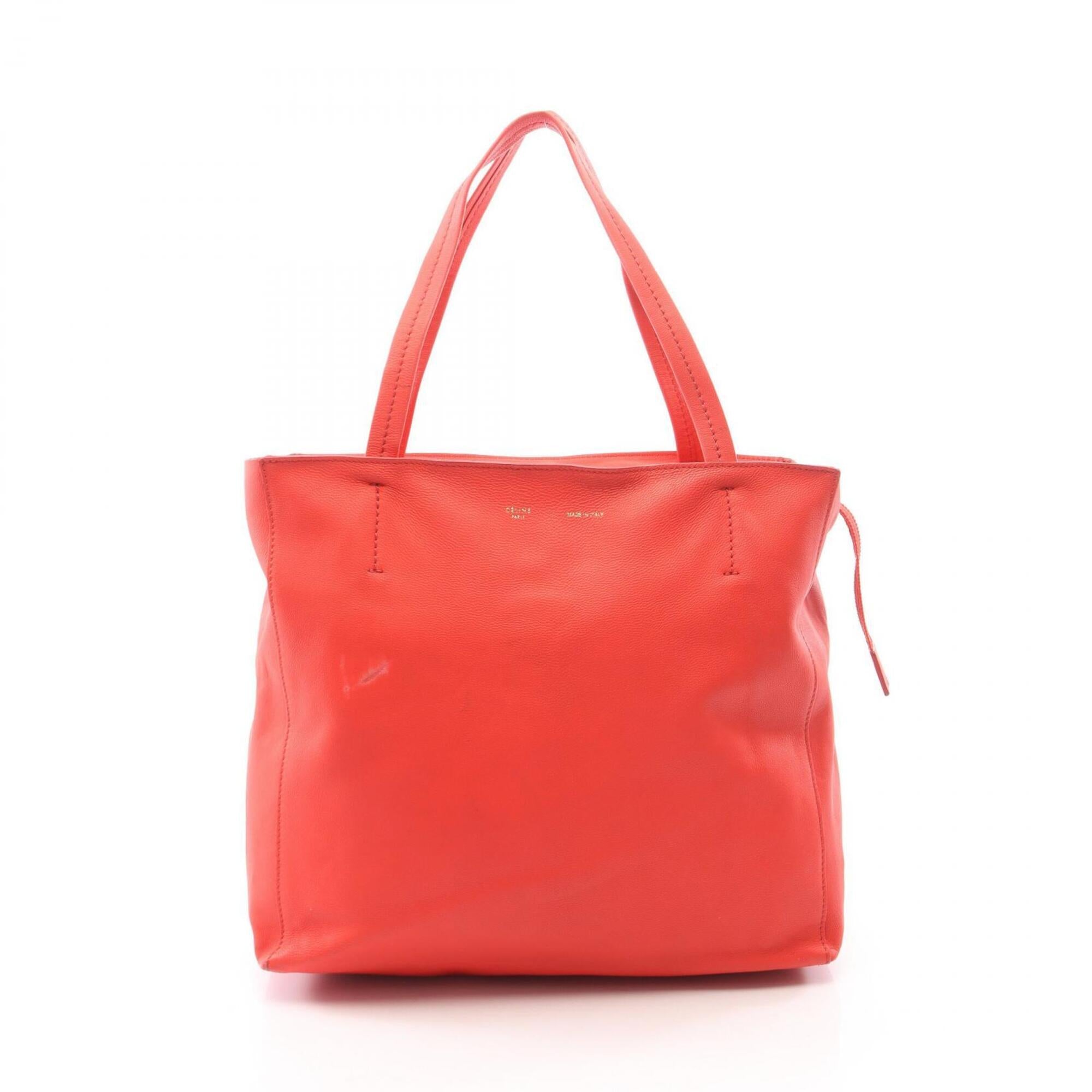 Celine Cabas Red Color Leather Handbag Tote Bag (Pre-Owned)