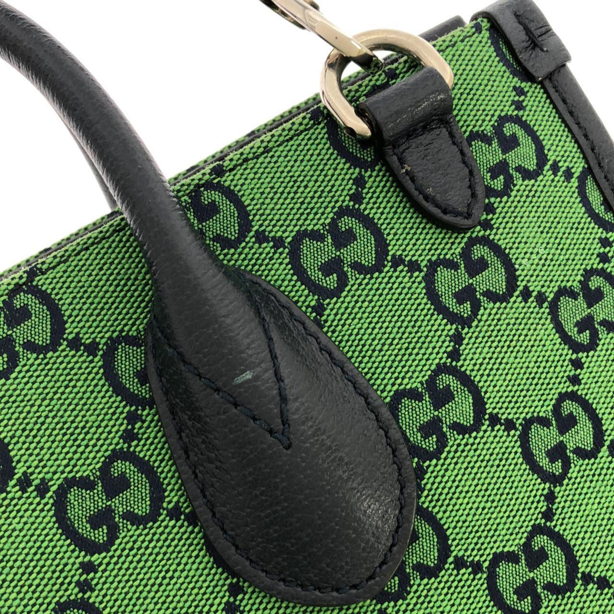Gucci Green Gg Canvas Handbag (Pre-Owned)