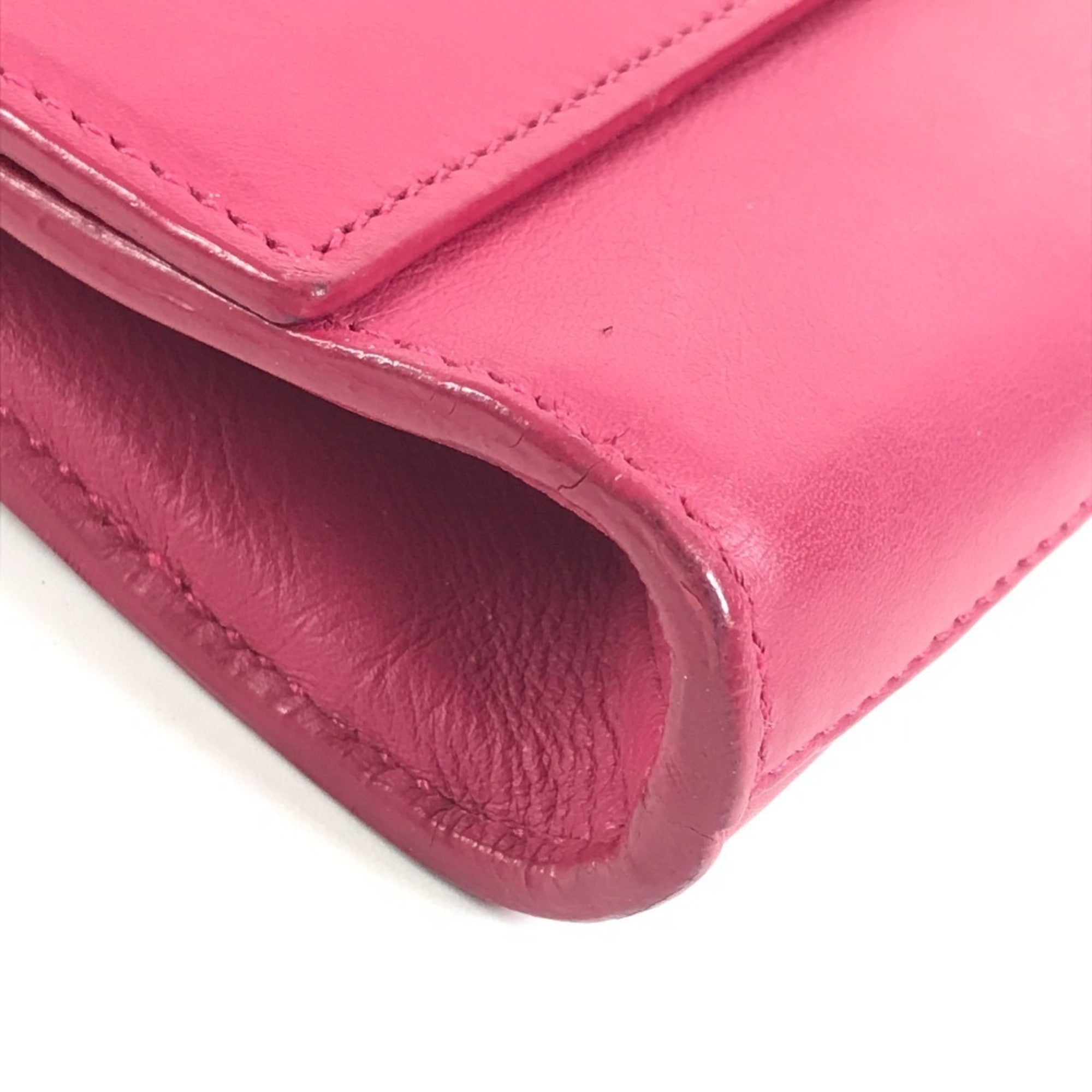 Yves Saint Laurent Pink Leather Clutch Bag Handbag (Pre-Owned)