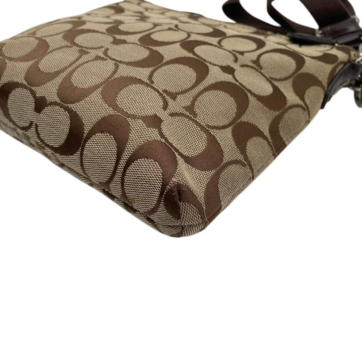 Coach Beige Brown Canvas Leather Crossbody Bag Shoulder Bag (Pre-Owned)