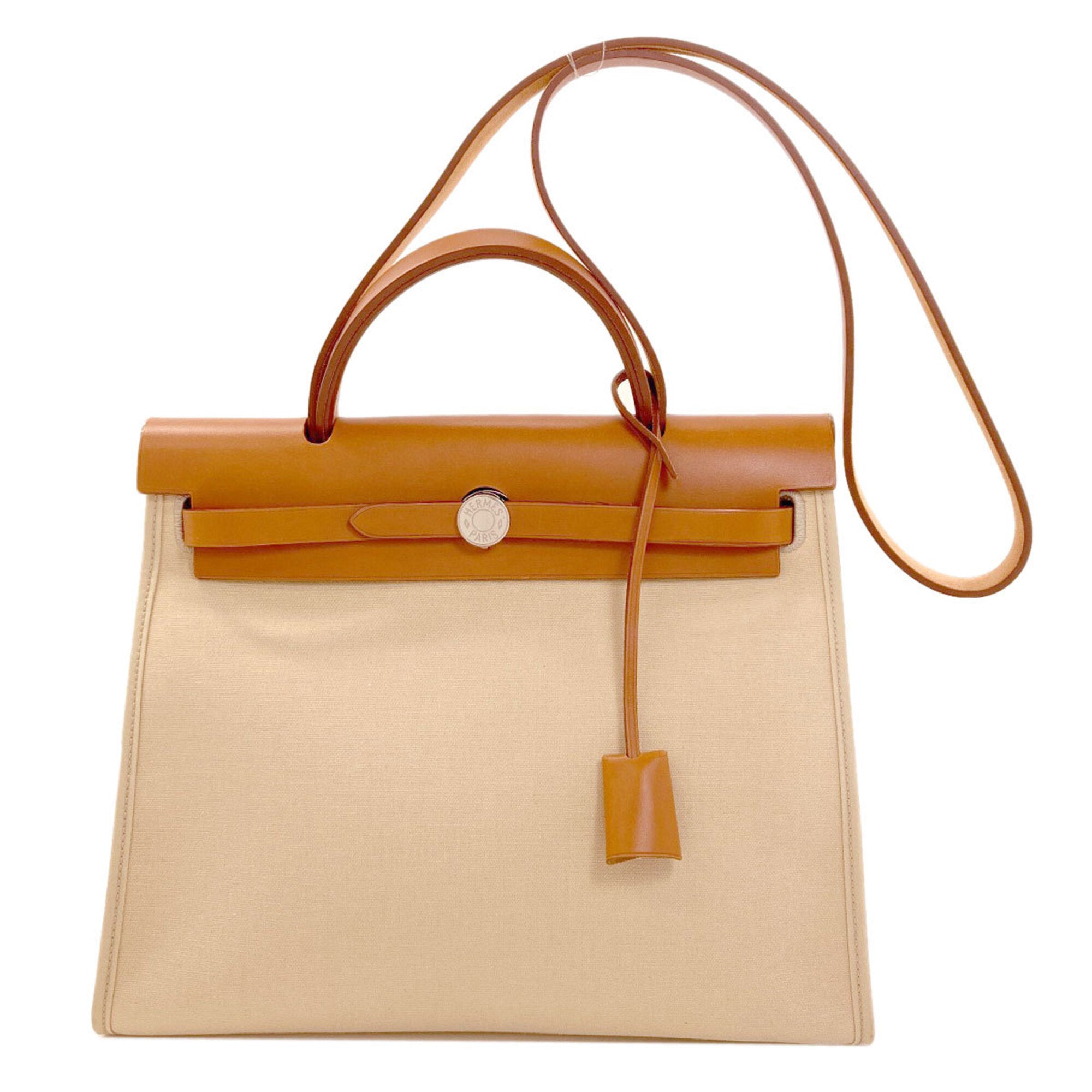 Hermes Beige Toile Officier Handbag Pouch (Pre-Owned)