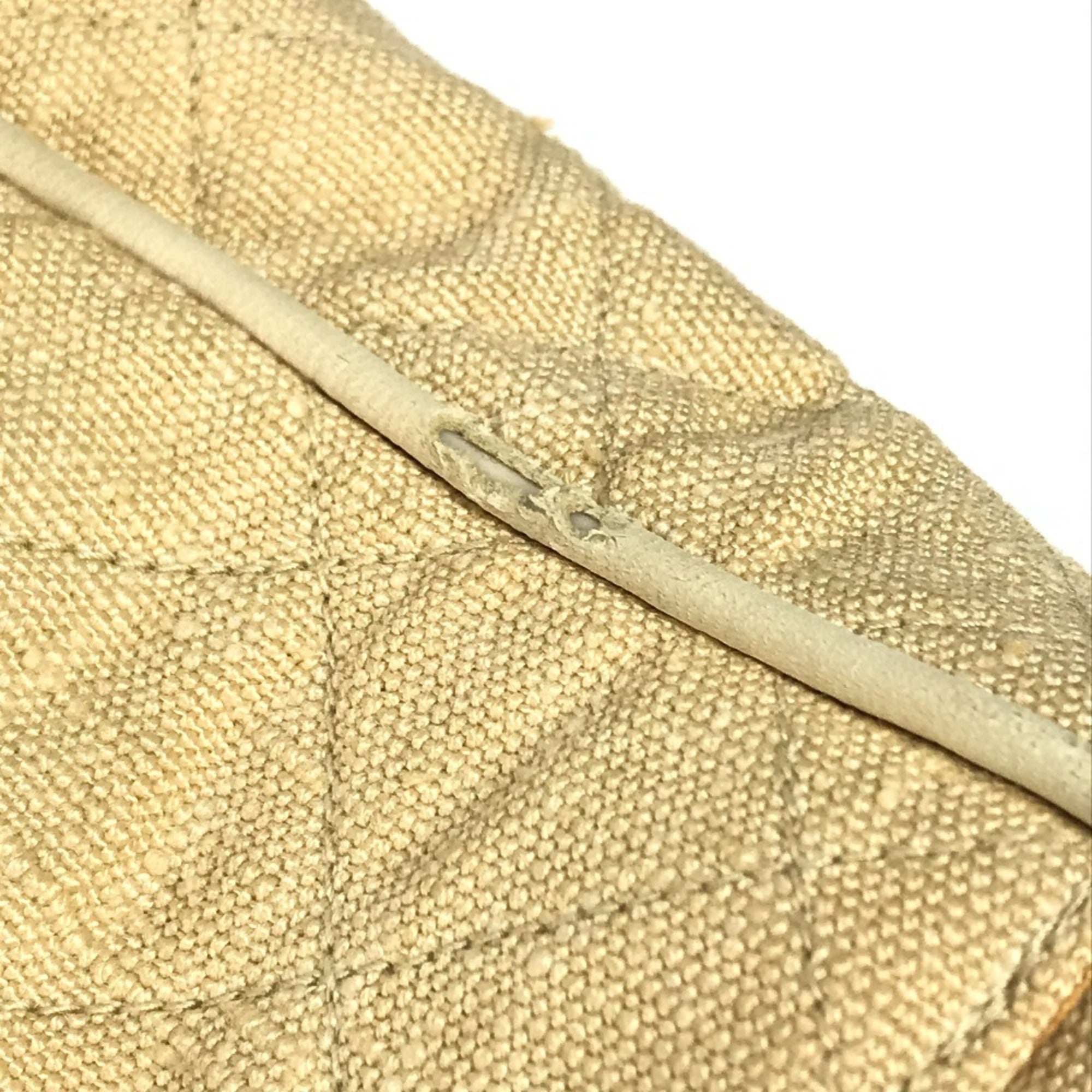 Chanel Matelasse Beige Canvas Shoulder Bag (Pre-Owned)